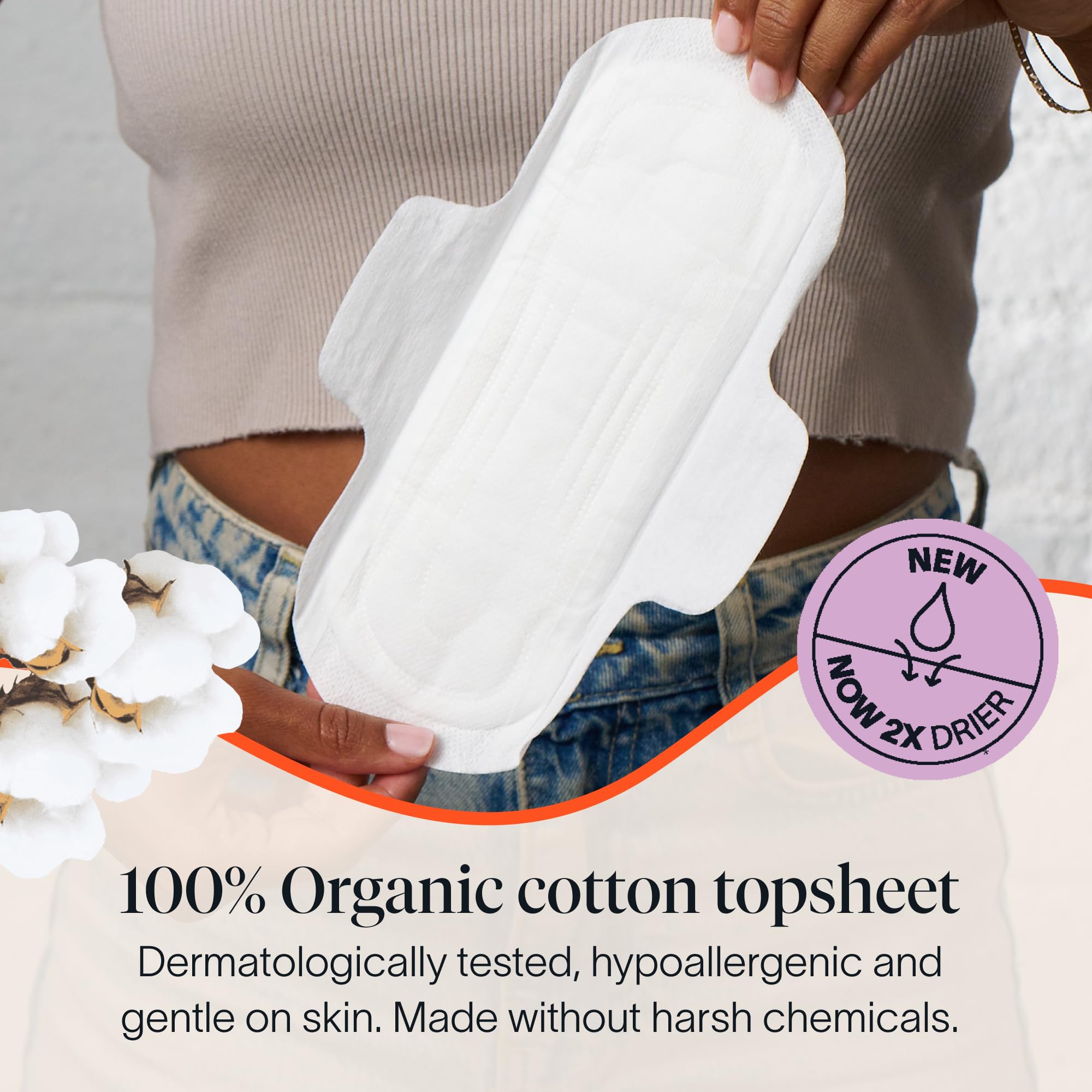 Cora 100% Organic Cotton Topsheet Pads with Wings

