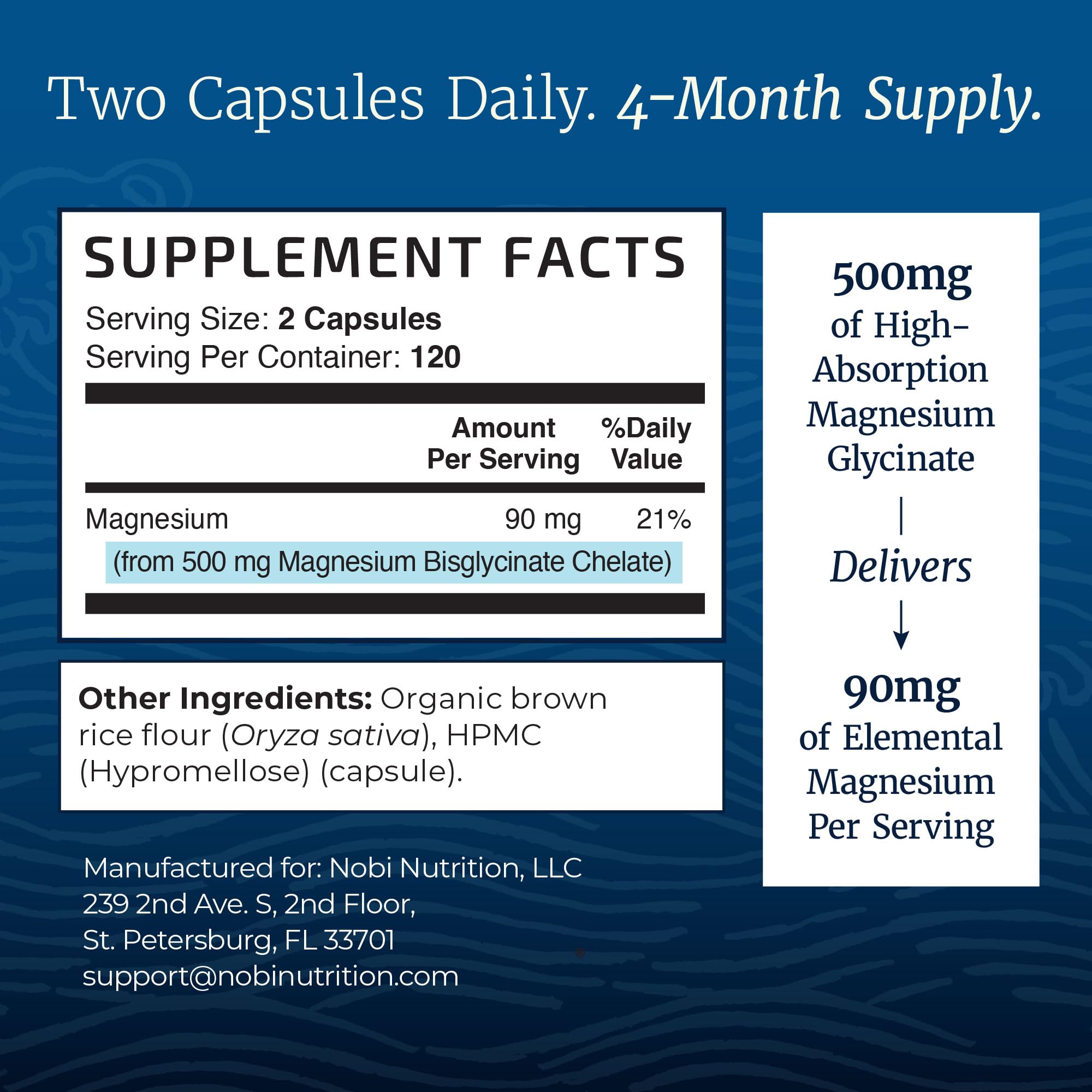 NobI Magnesium Glycinate Supplement | Chelated Absorption

