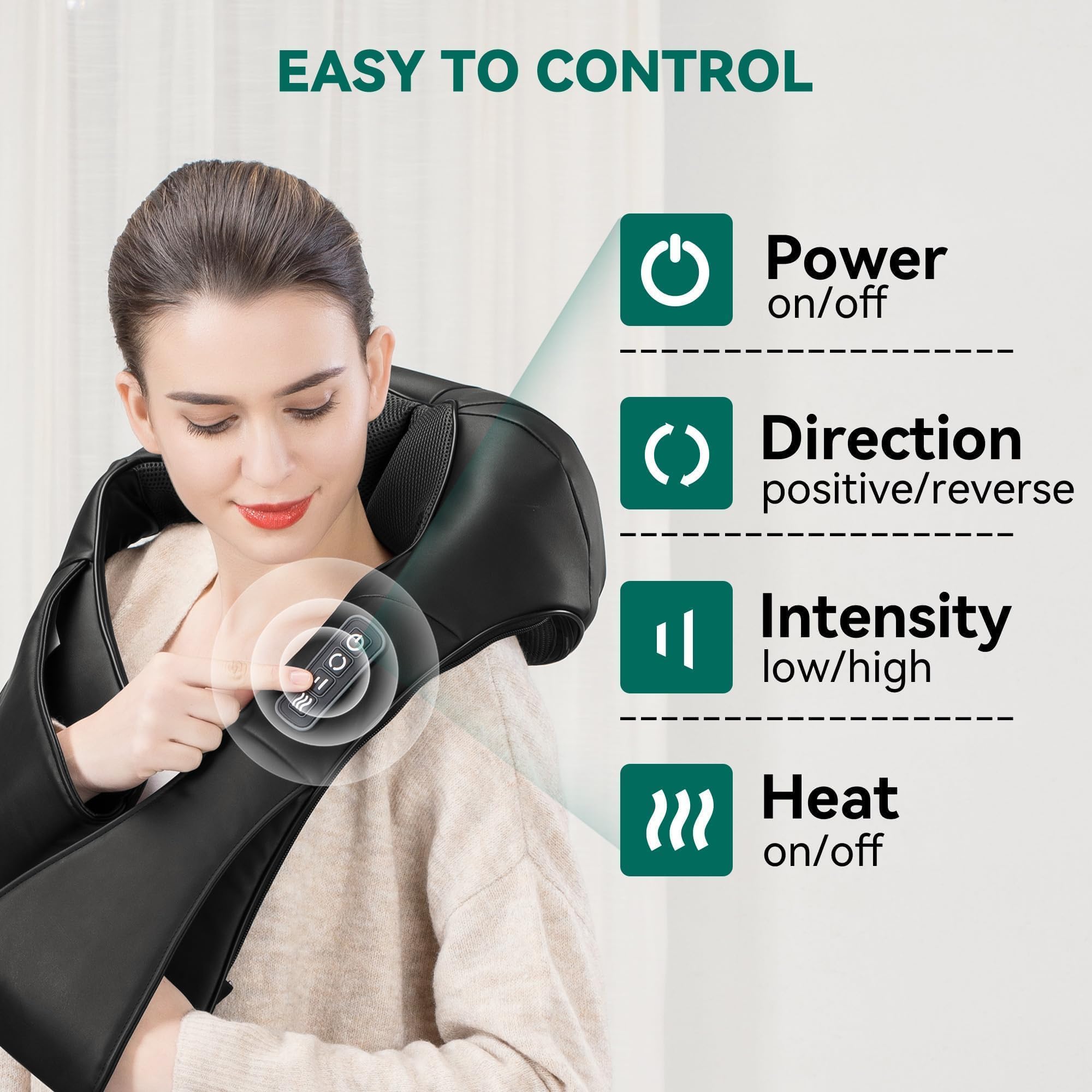 Snailax Cordless Shiatsu Neck Massager with Heat

