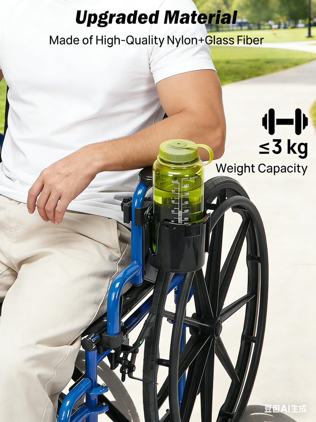 JOYTUTUS Wheelchair Cup Holder 2-in-1 with Storage

