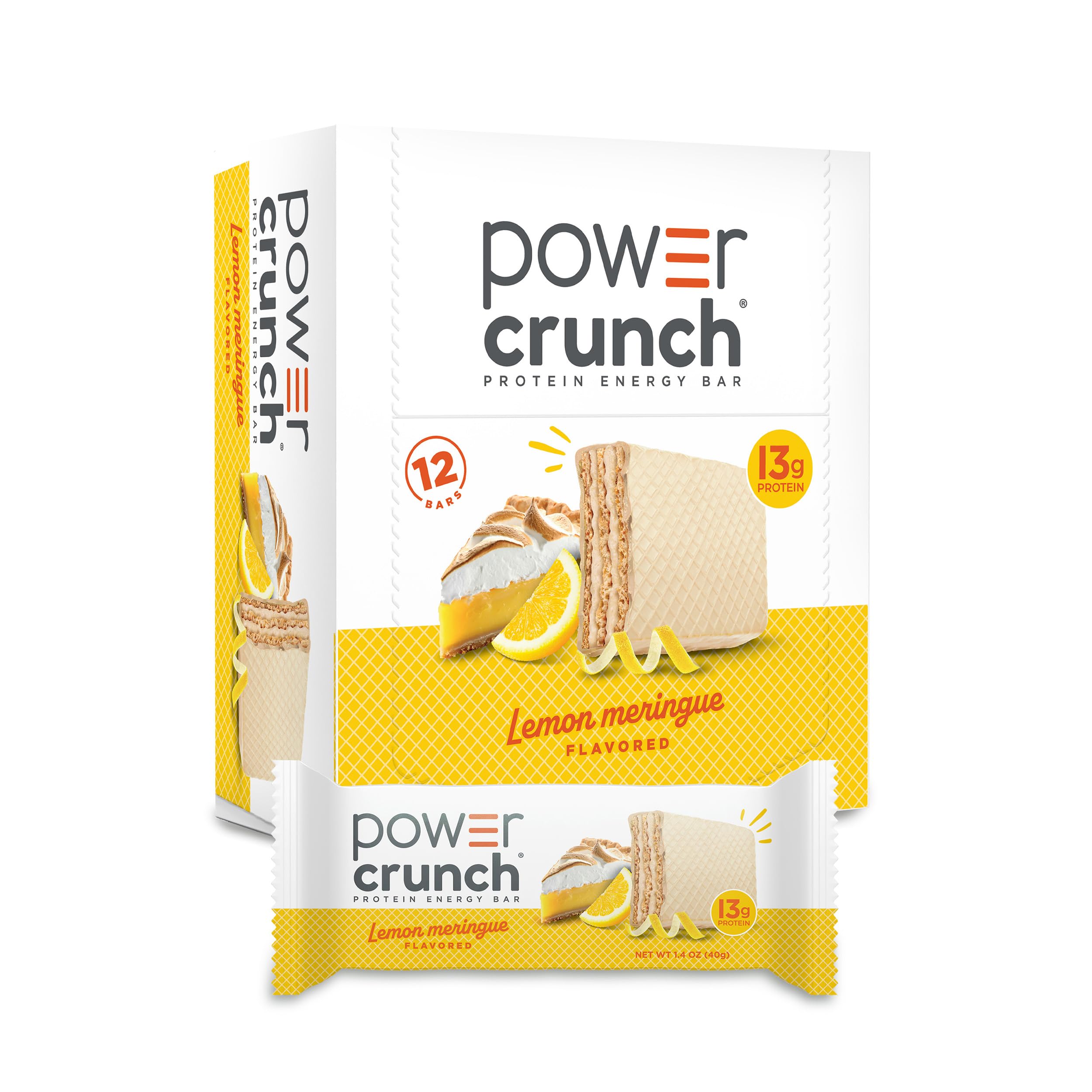 Power Crunch Protein Energy Wafer Bars, Lemon Meringue, 1.4 Ounce (12 Count)