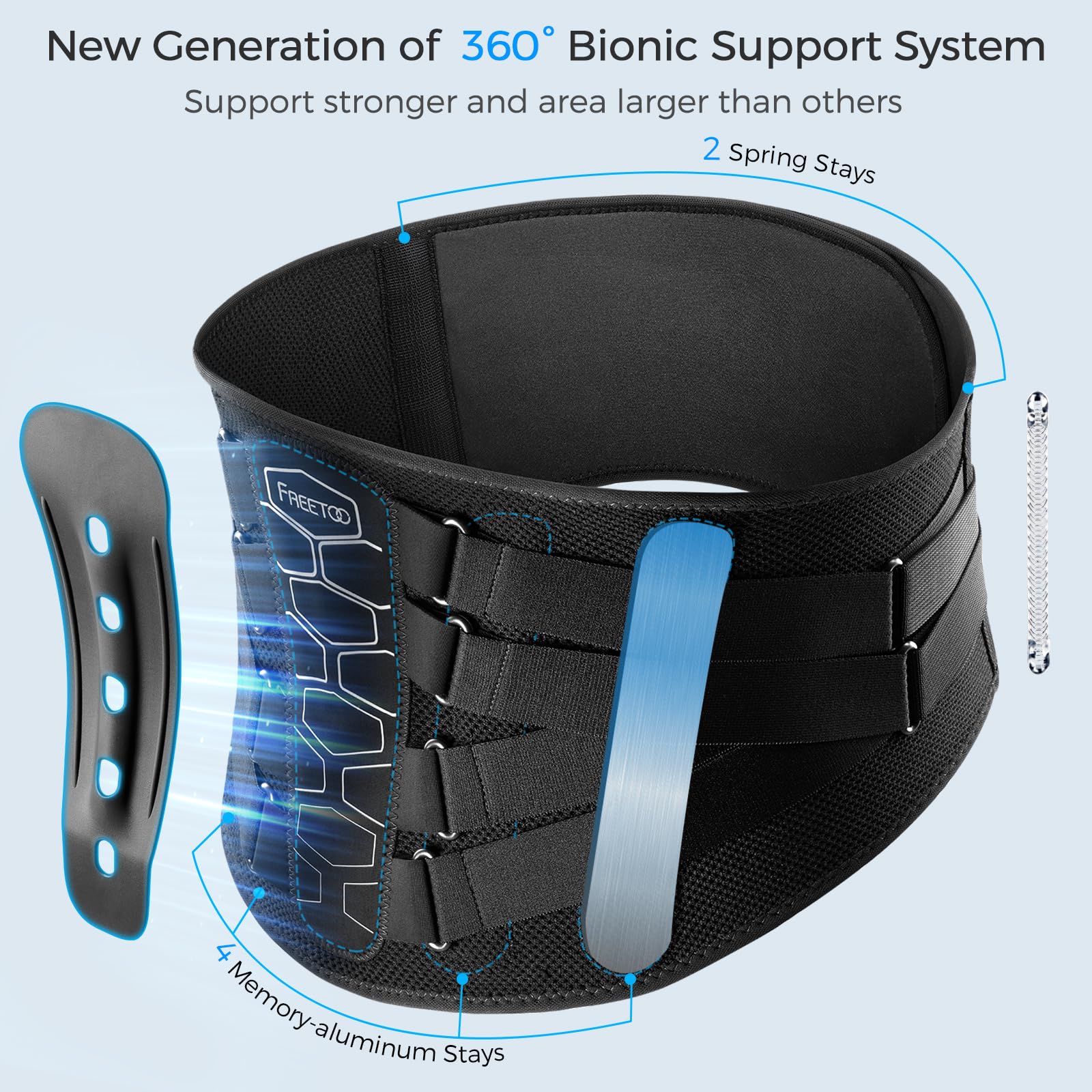 FREETOO Back Brace with Pulley System for Back Pain Relief

