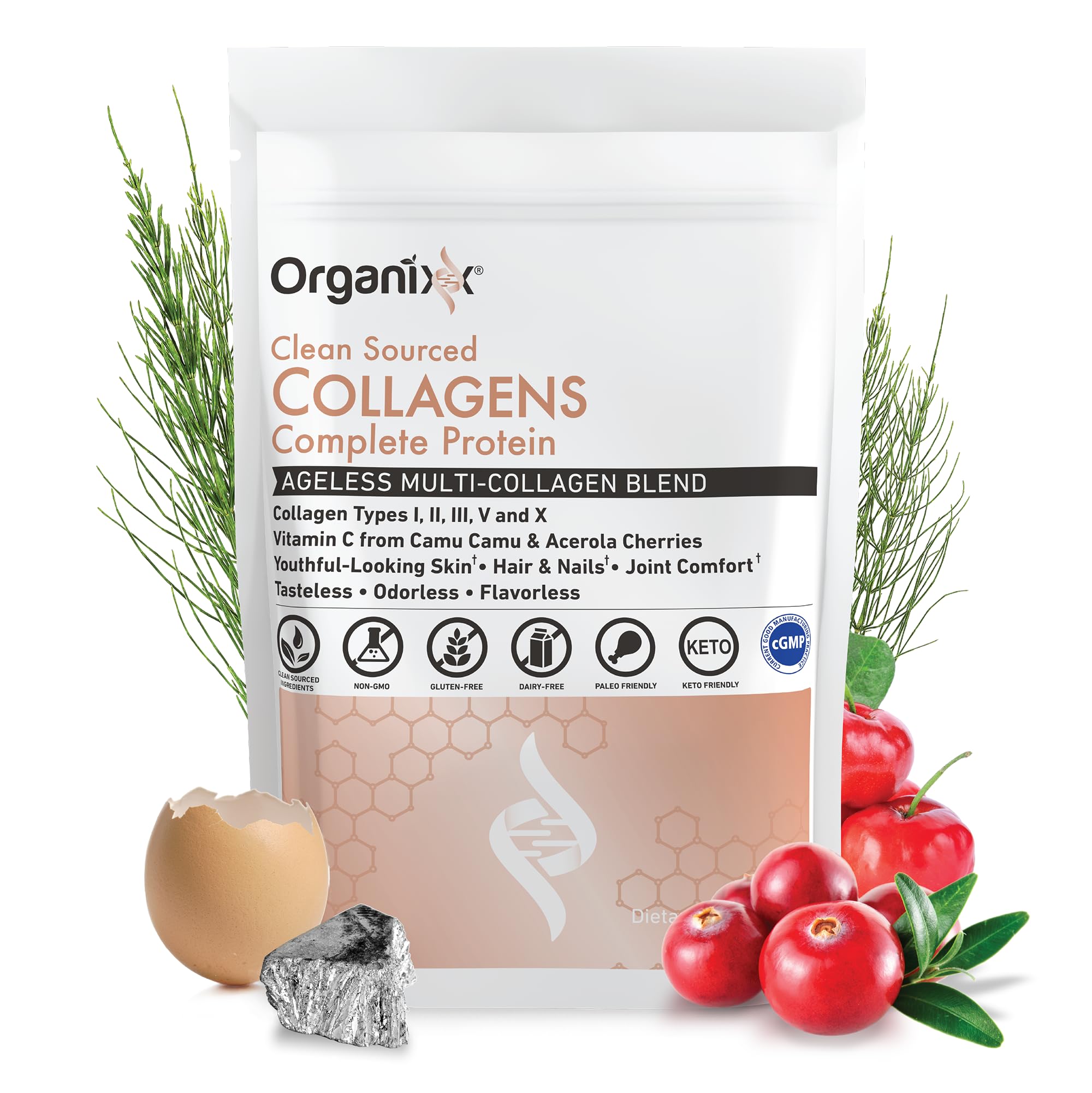 Organixx Clean Sourced Collagen Peptides with Vitamin C

