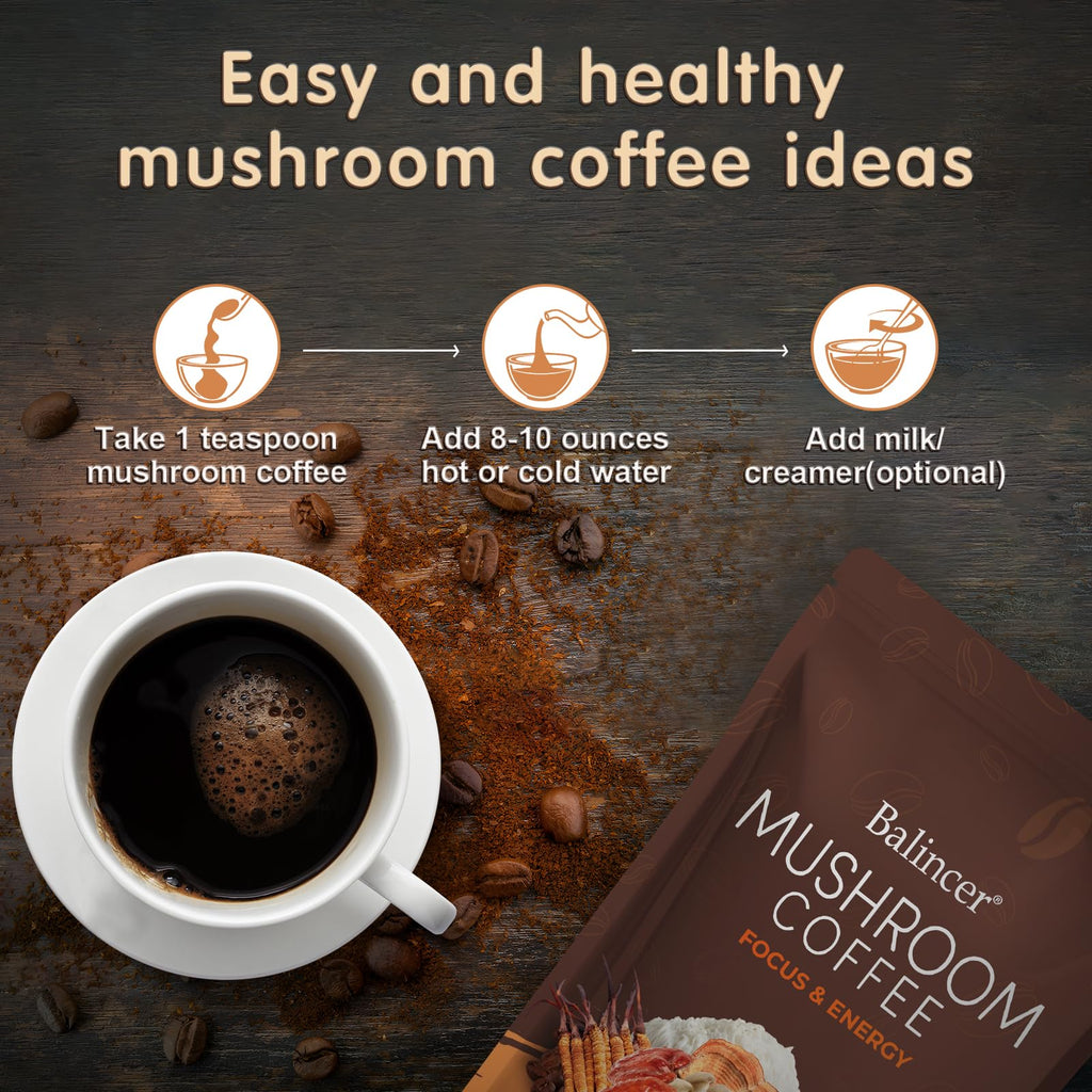 Mushroom Coffee with Adaptogenic Mushrooms – Instant Focus

