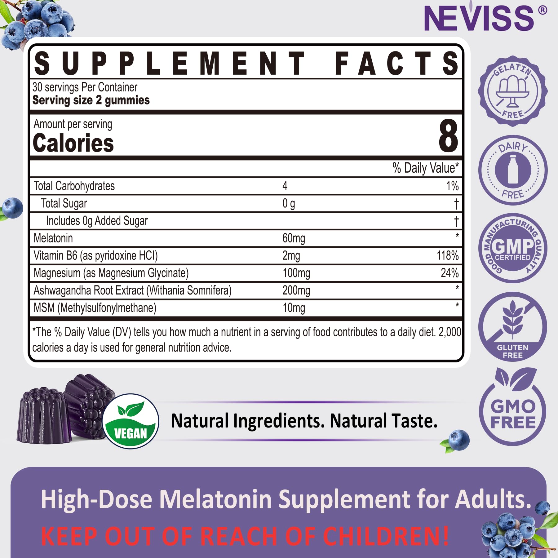 Melatonin Gummies for Adults - Antioxidant & Brain Support

