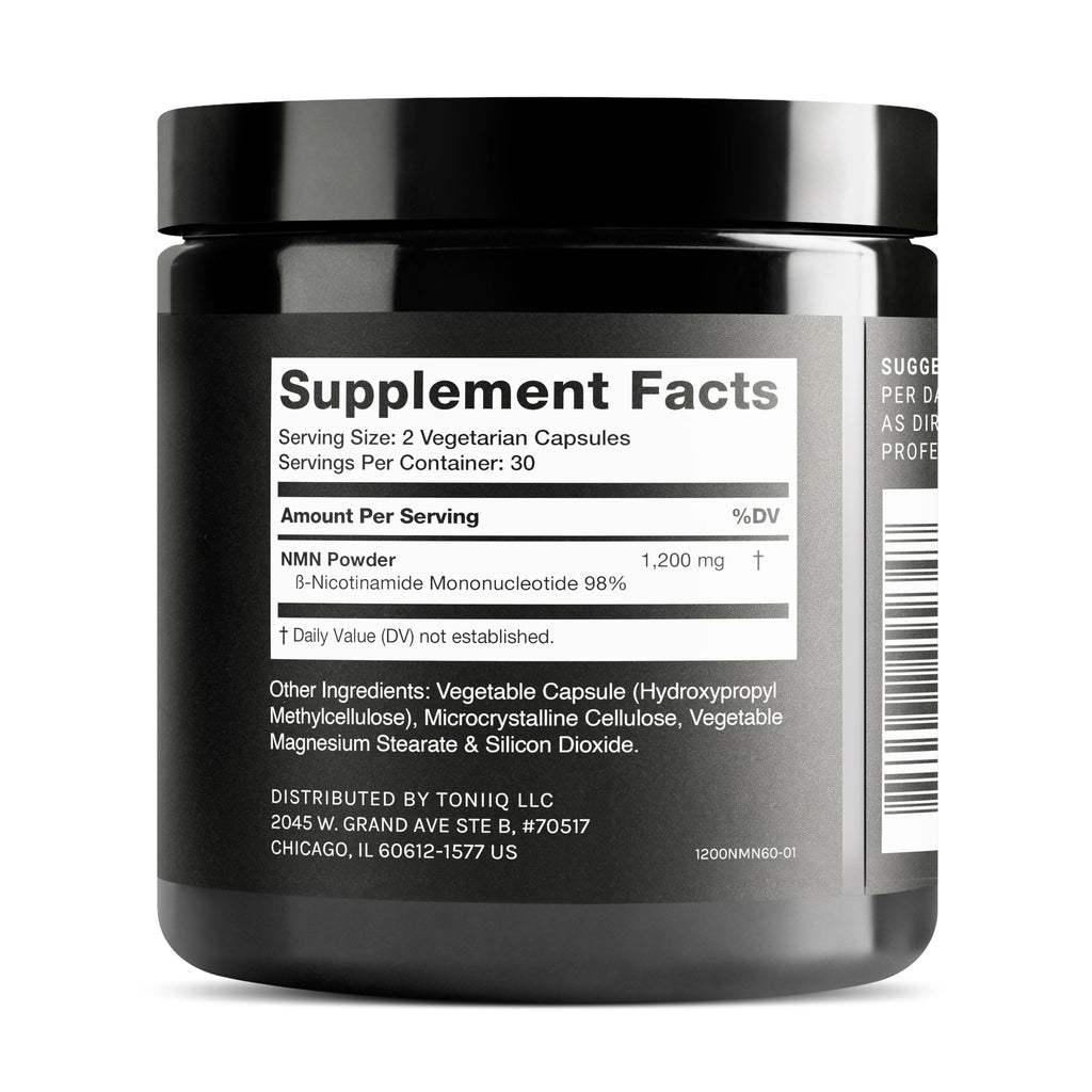 Toniiq NMN Supplement 98% Pure NMN NAD+ Support

