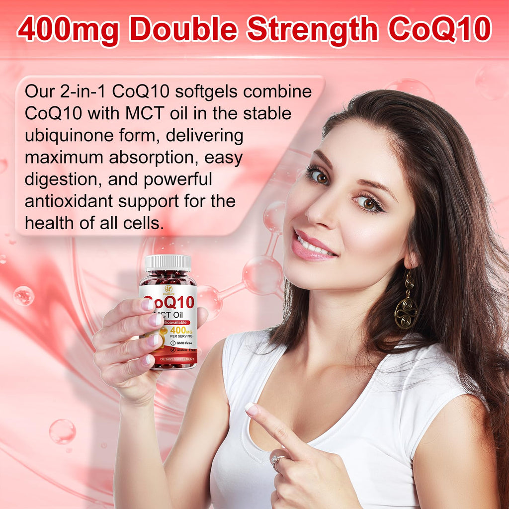 CoQ10 400mg Softgels with MCT Oil for Heart Support


