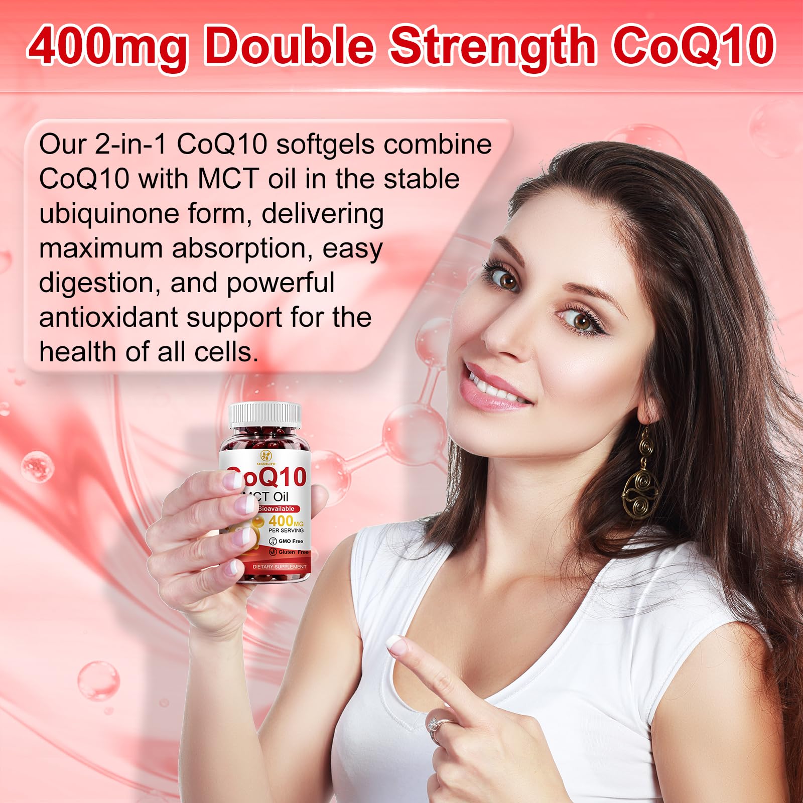 CoQ10 400mg Softgels with MCT Oil for Heart Support


