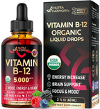 USDA Organic Vitamin B12 Sublingual Methylcobalamin 5000 mcg

