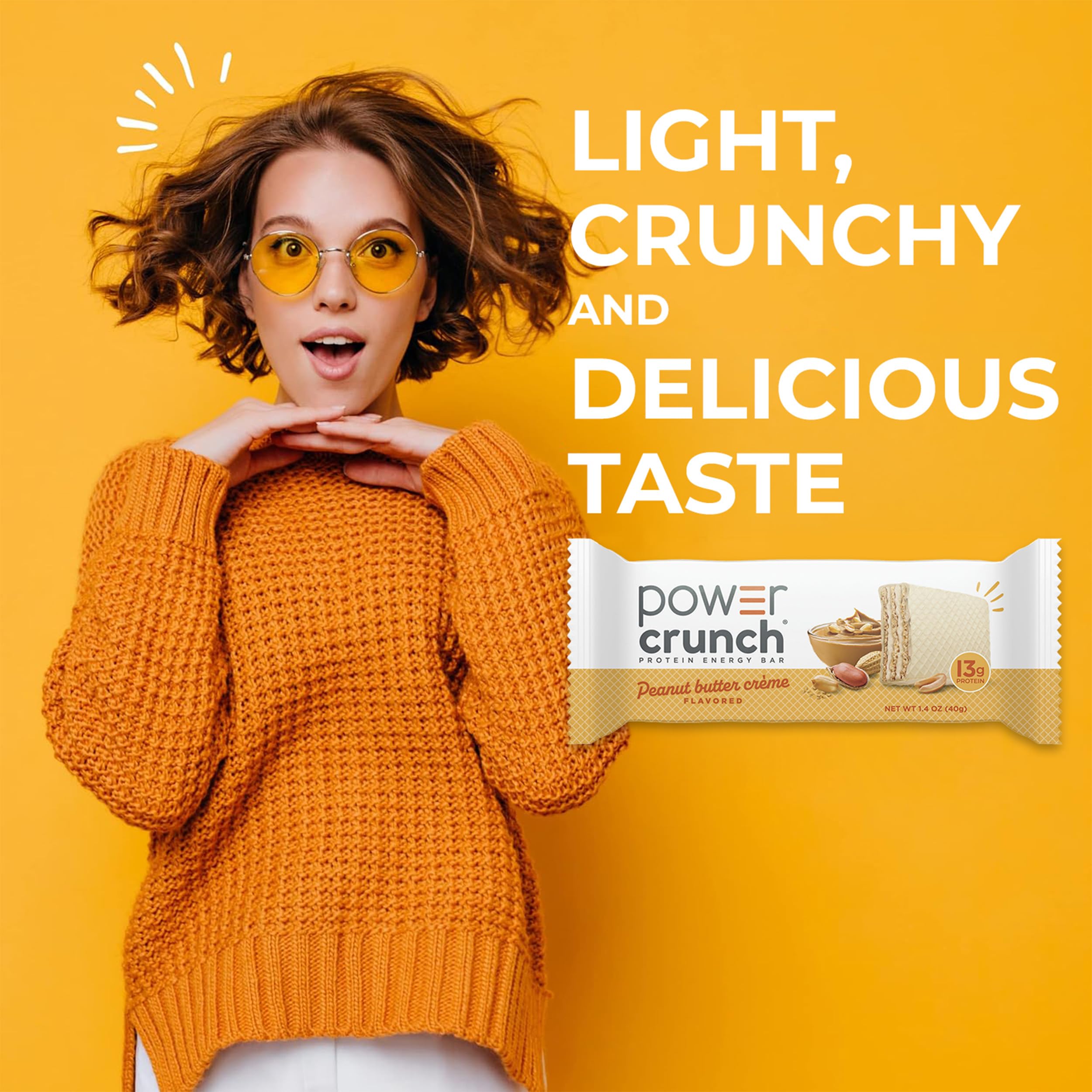 Power Crunch Protein Energy Wafer Bars Peanut Butter Creme, 1.4 Ounce (12 Count)
