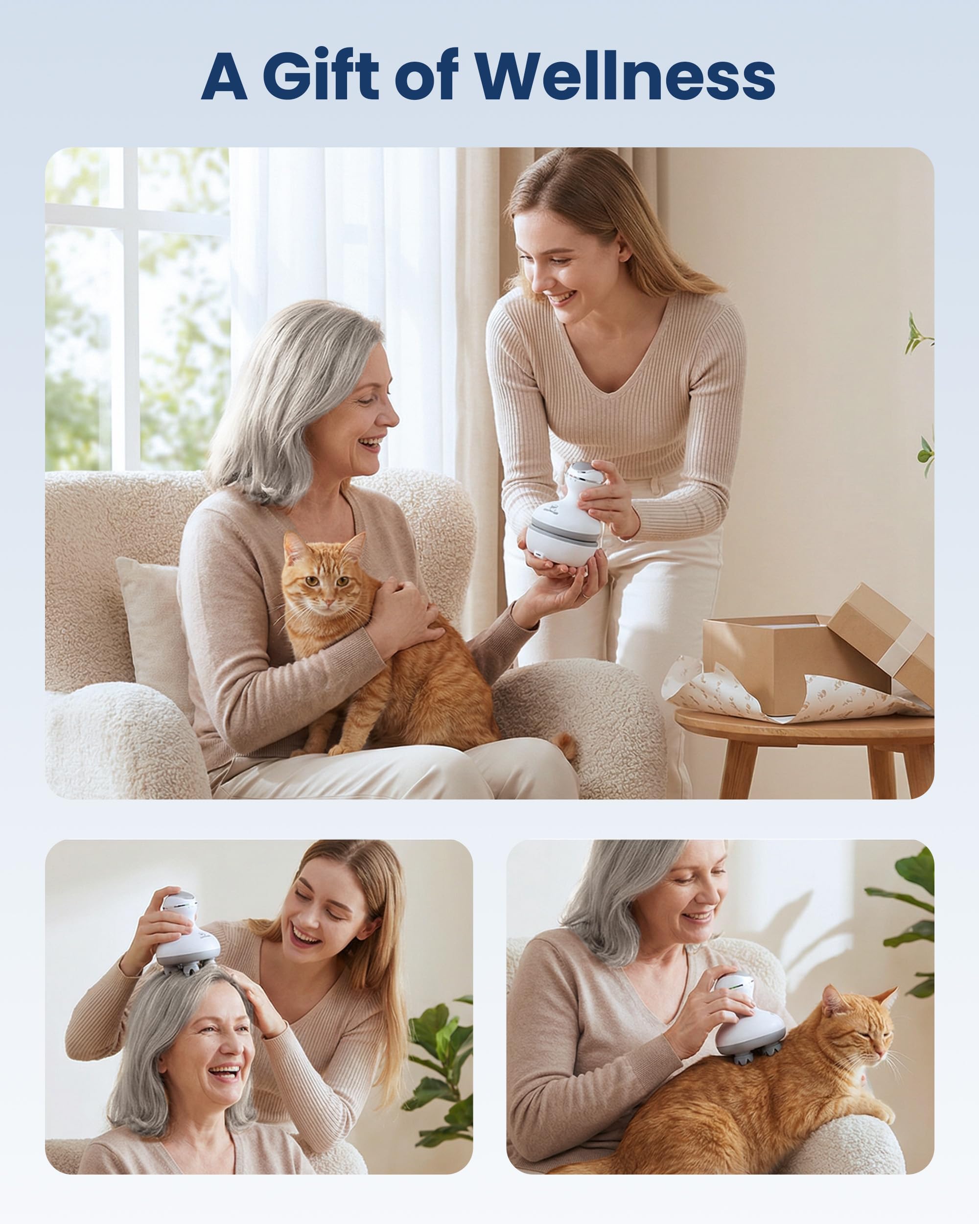 COMFIER Cordless Hair Scalp Massager with 4 Heads


