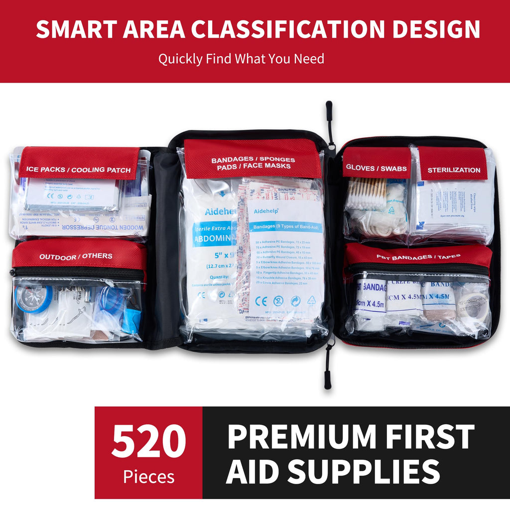 First Aid Kit - 520-Piece Large Emergency Medical Kit

