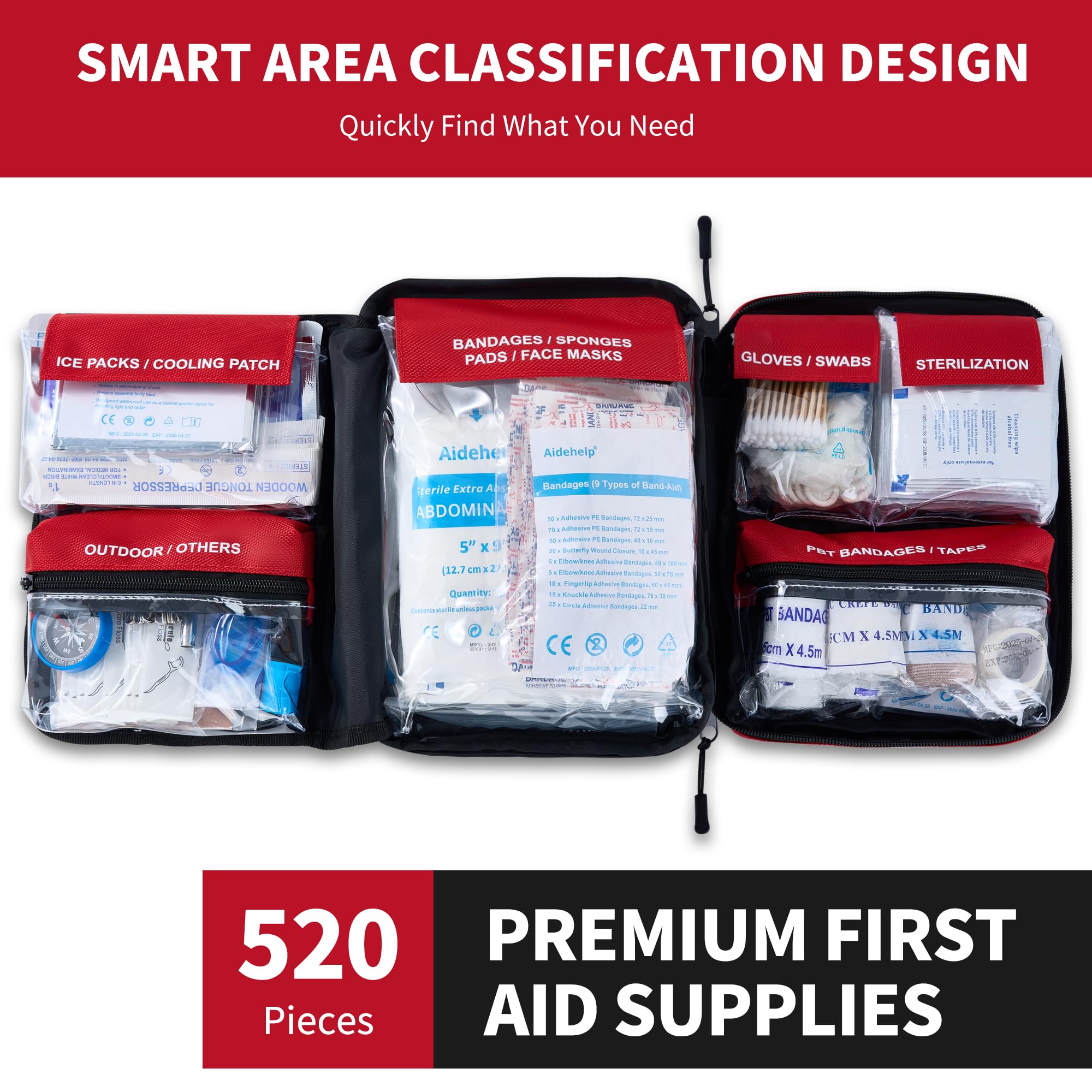 First Aid Kit - 520-Piece Large Emergency Medical Kit

