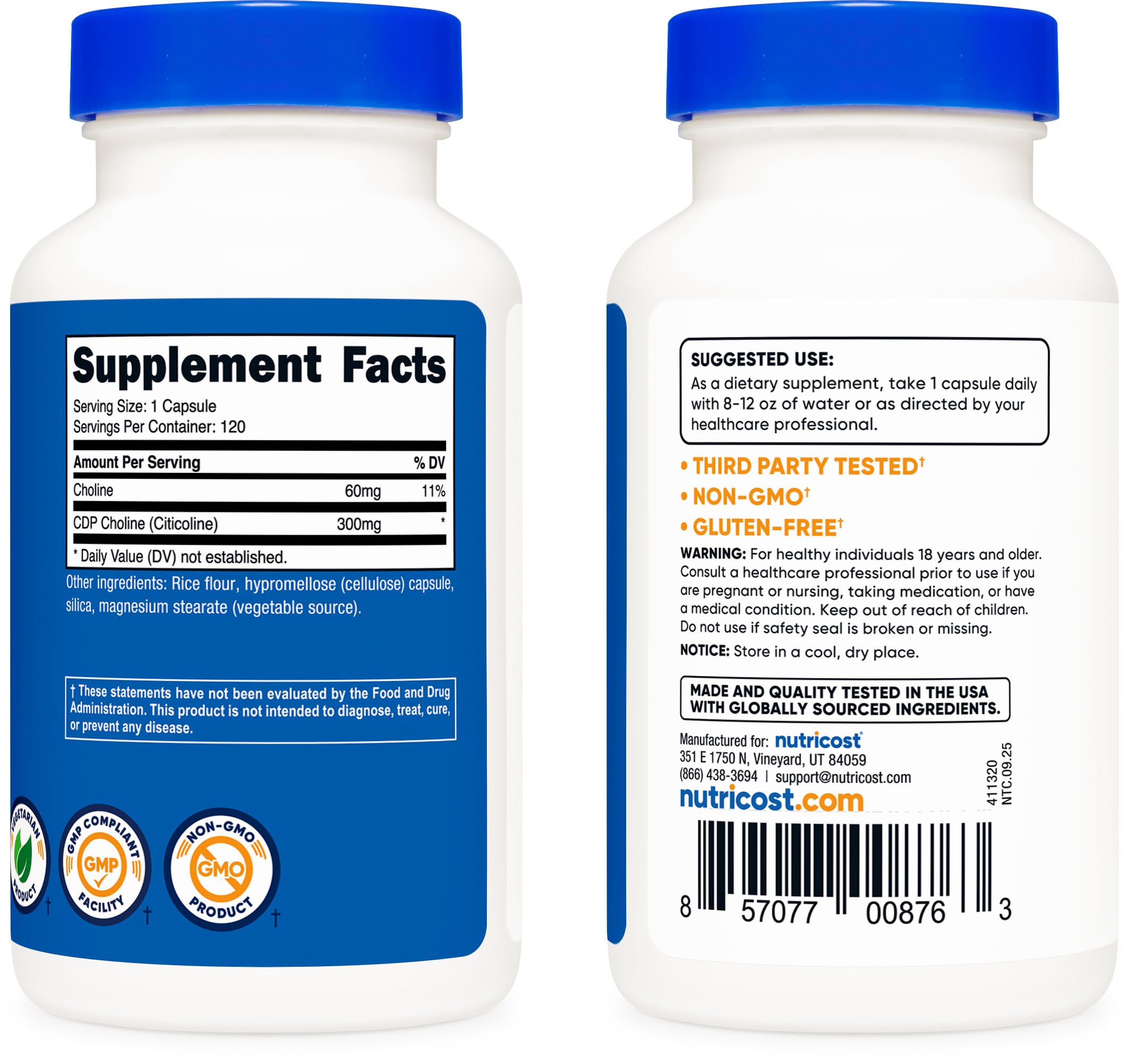 Nutricost CDP Choline 300 mg Vegetarian Capsule

