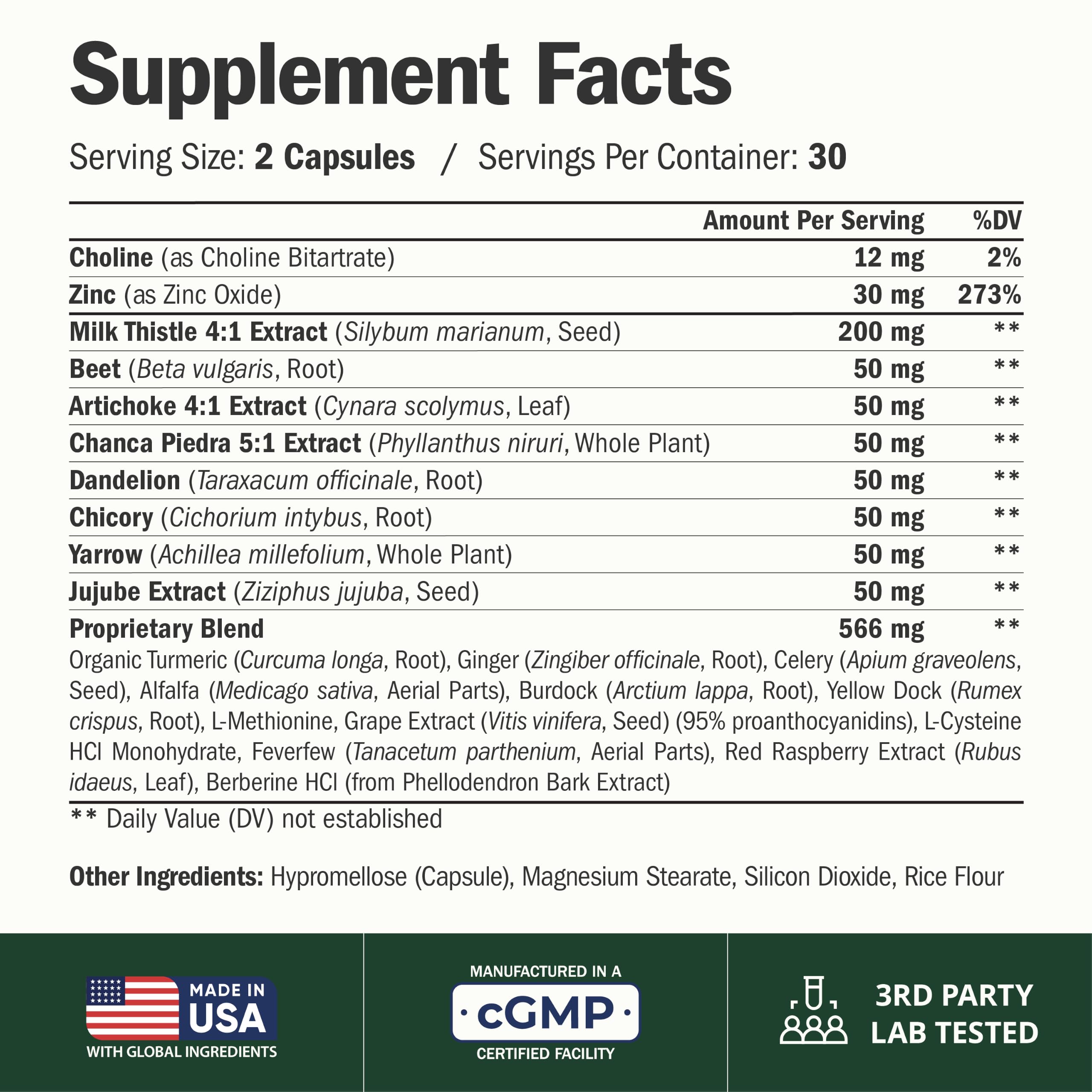 Liver Support Detox & Repair – Milk Thistle & Zinc

