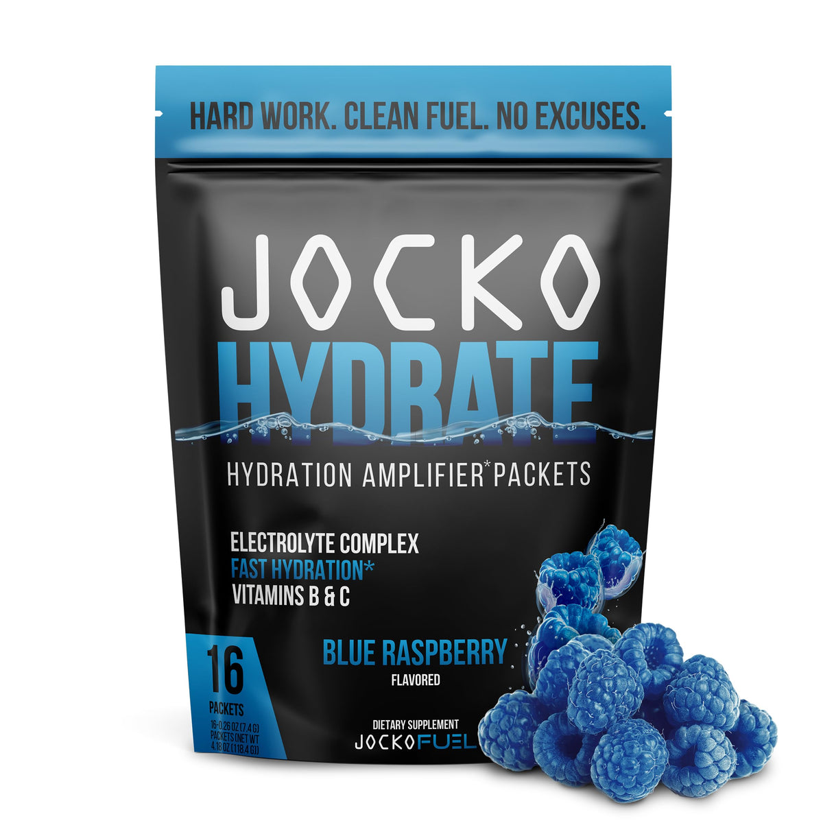 Jocko Fuel Hydrate Electrolyte Packets Low Sugar Hydration Amplifier