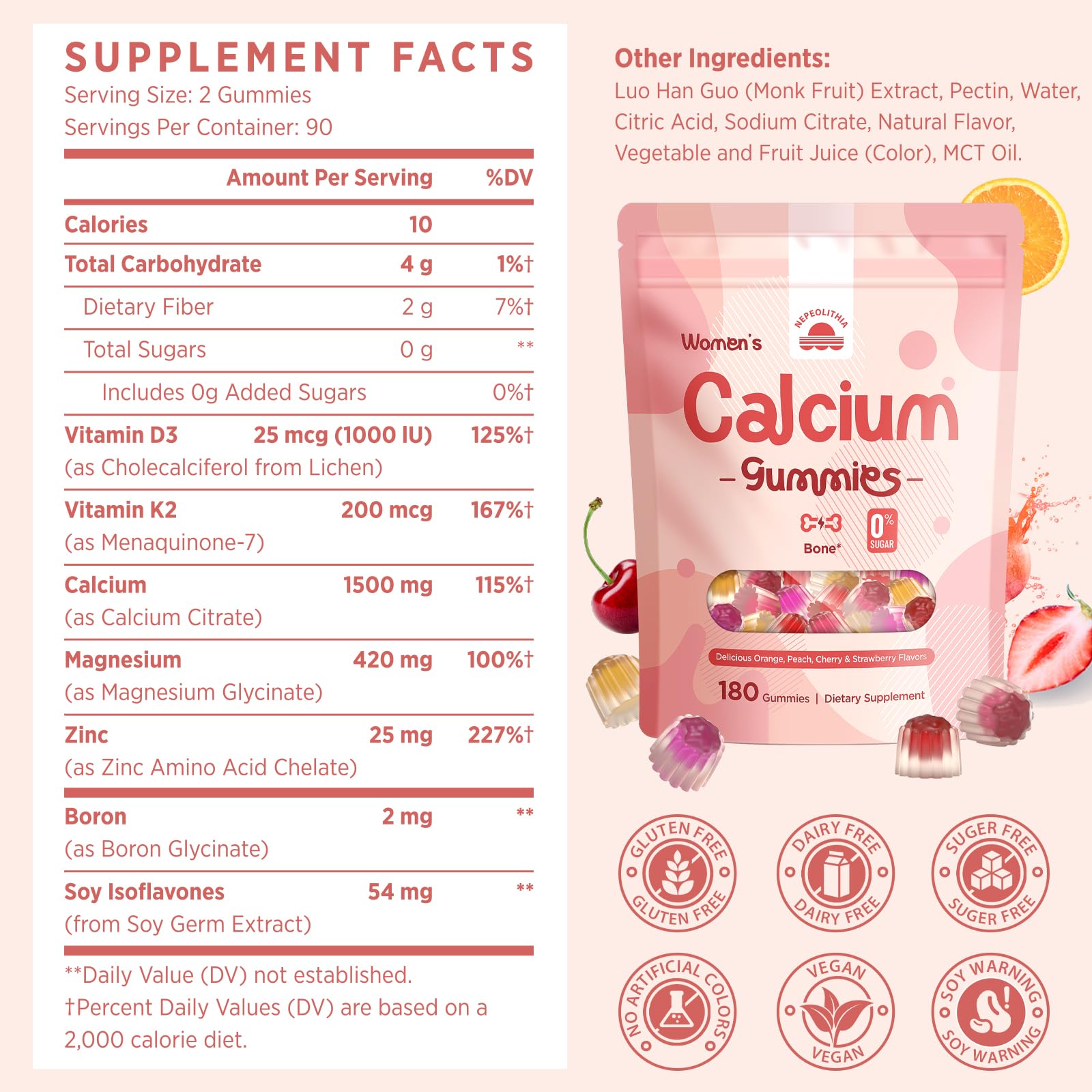 Calcium Gummies for Women – 1500mg Calcium Citrate


