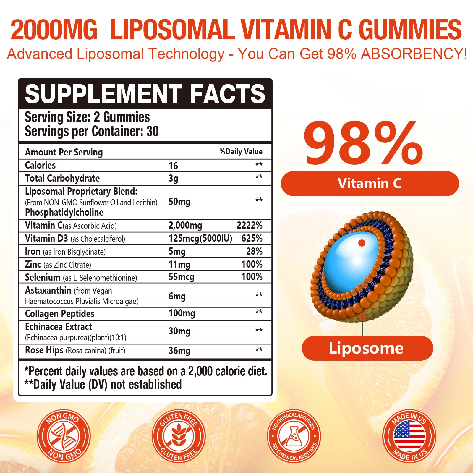 Vemluta Liposomal Vitamin C Gummies with D3 Immune Support


