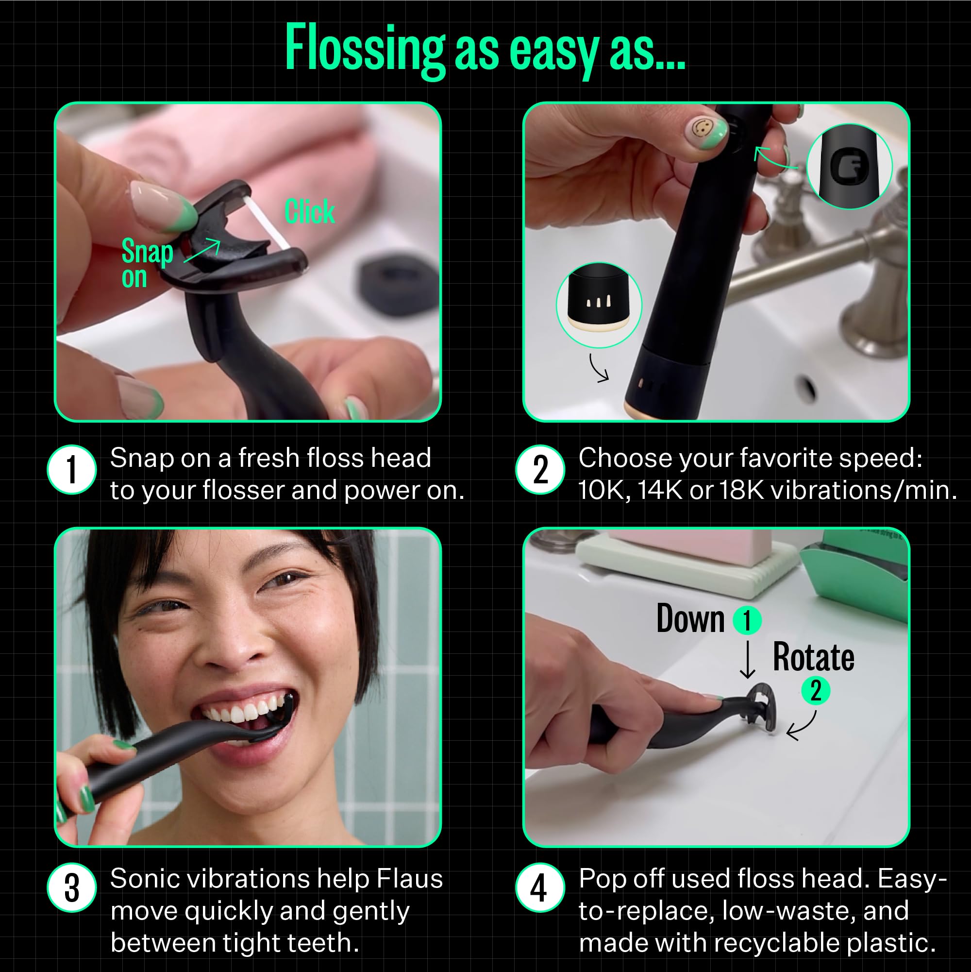 Flaus Electric Flosser - Water Floss Alternative

