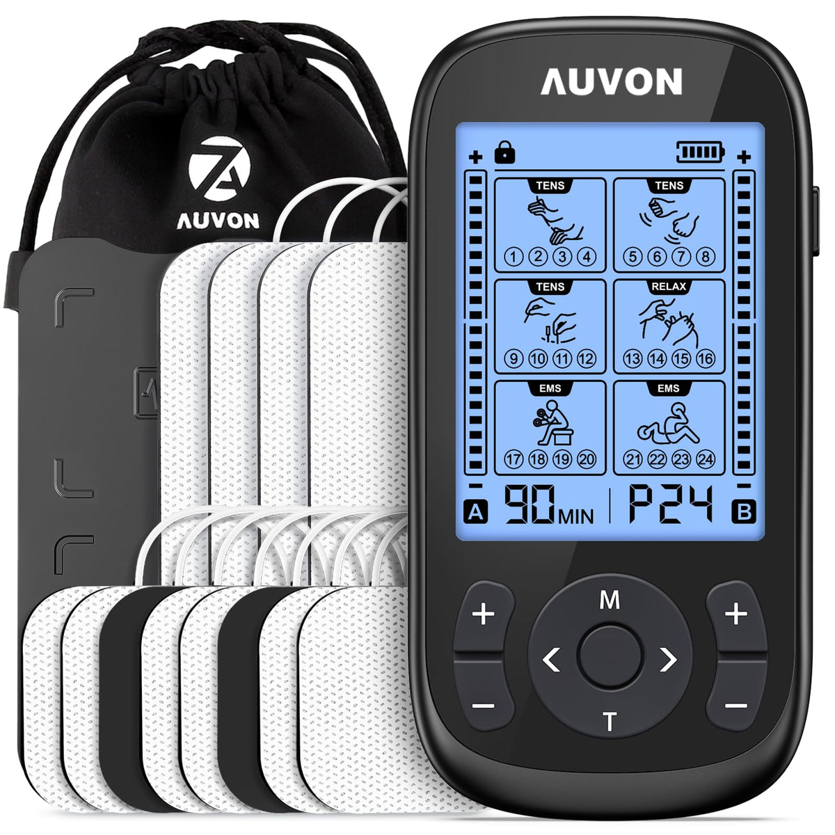 AUVON 3-in-1 TENS EMS Massager for Pain Relief Rechargeable