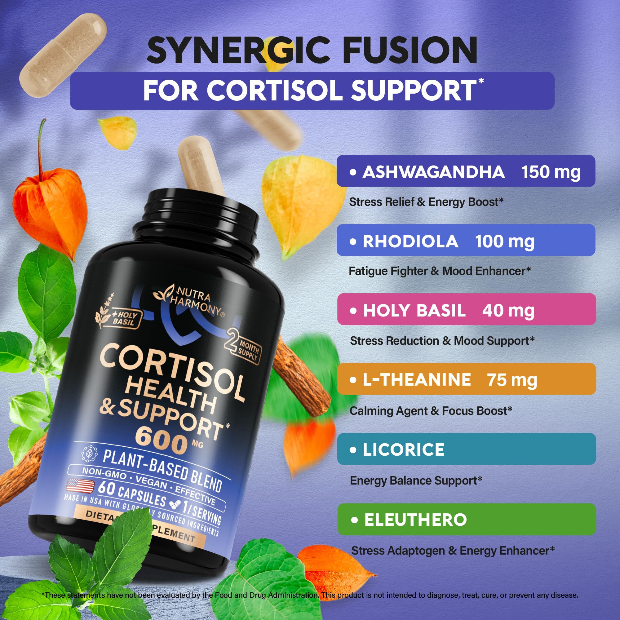 NutraHarmony Cortisol Support for Women Herbal Hormone Balance

