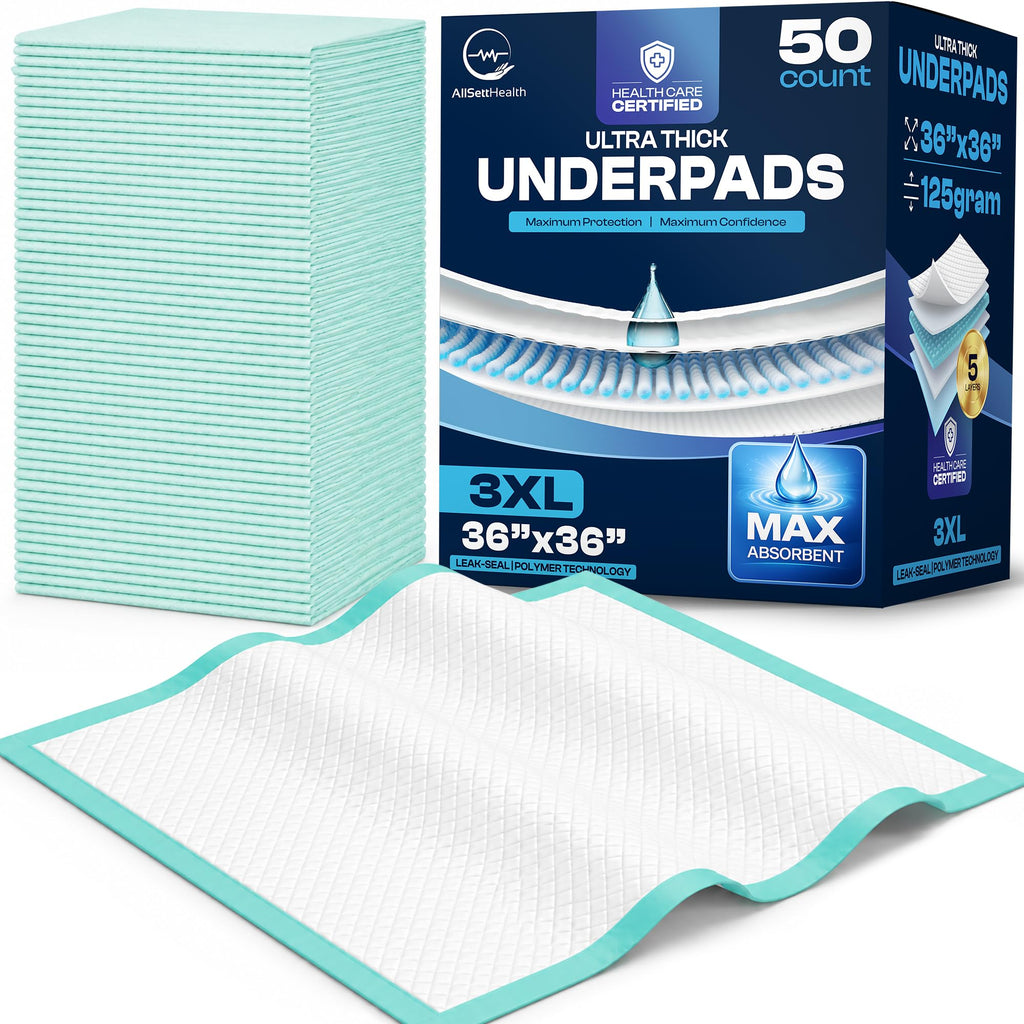 AllSett Health Disposable Incontinence Bed Pads for Adults

