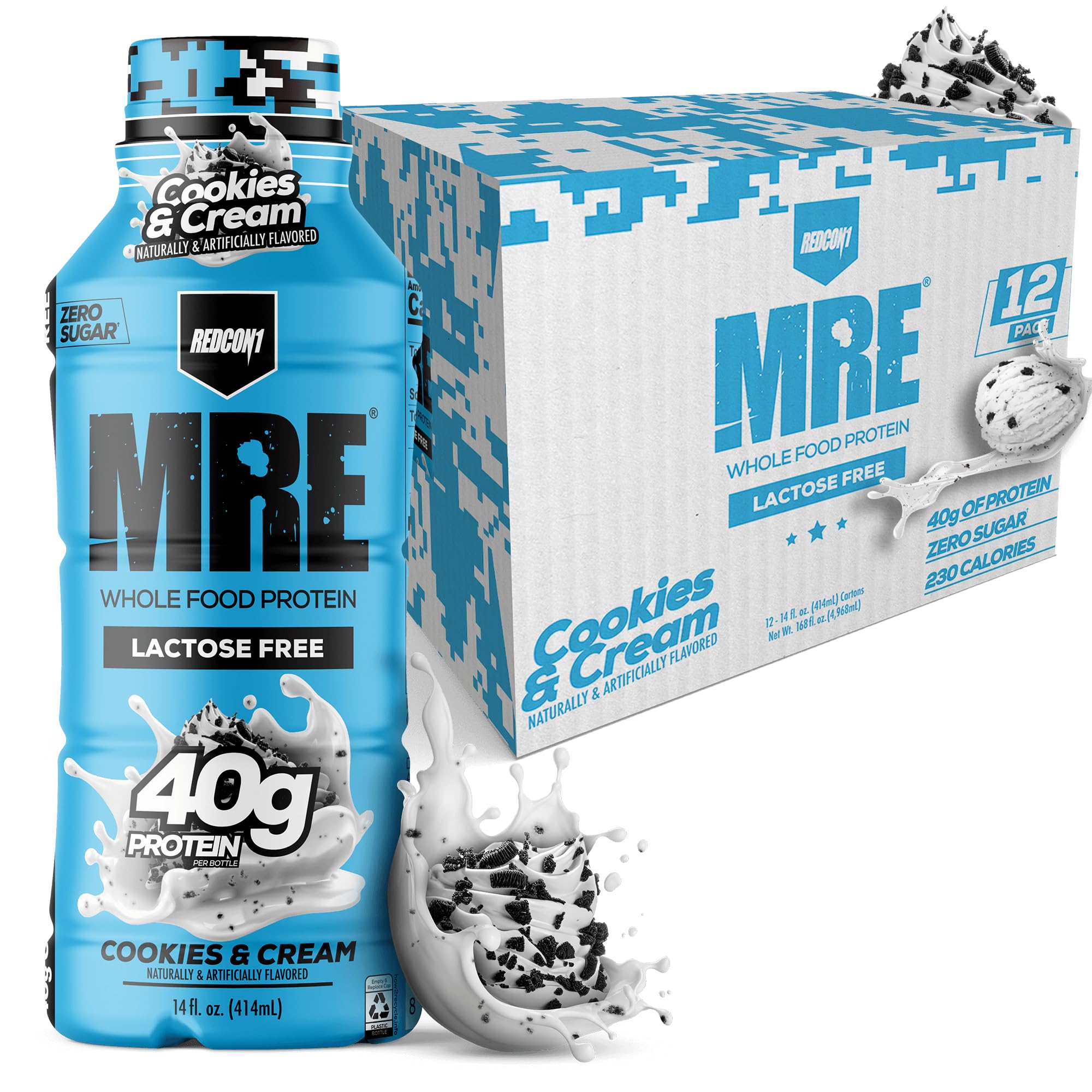 REDCON1 MRE RTD Protein Shake, Lactose-Free, 40g Protein