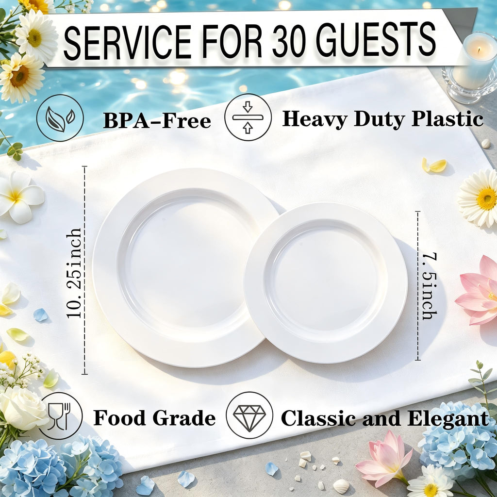 FLOWERCAT Disposable Plates - Heavy Duty Party Plates

