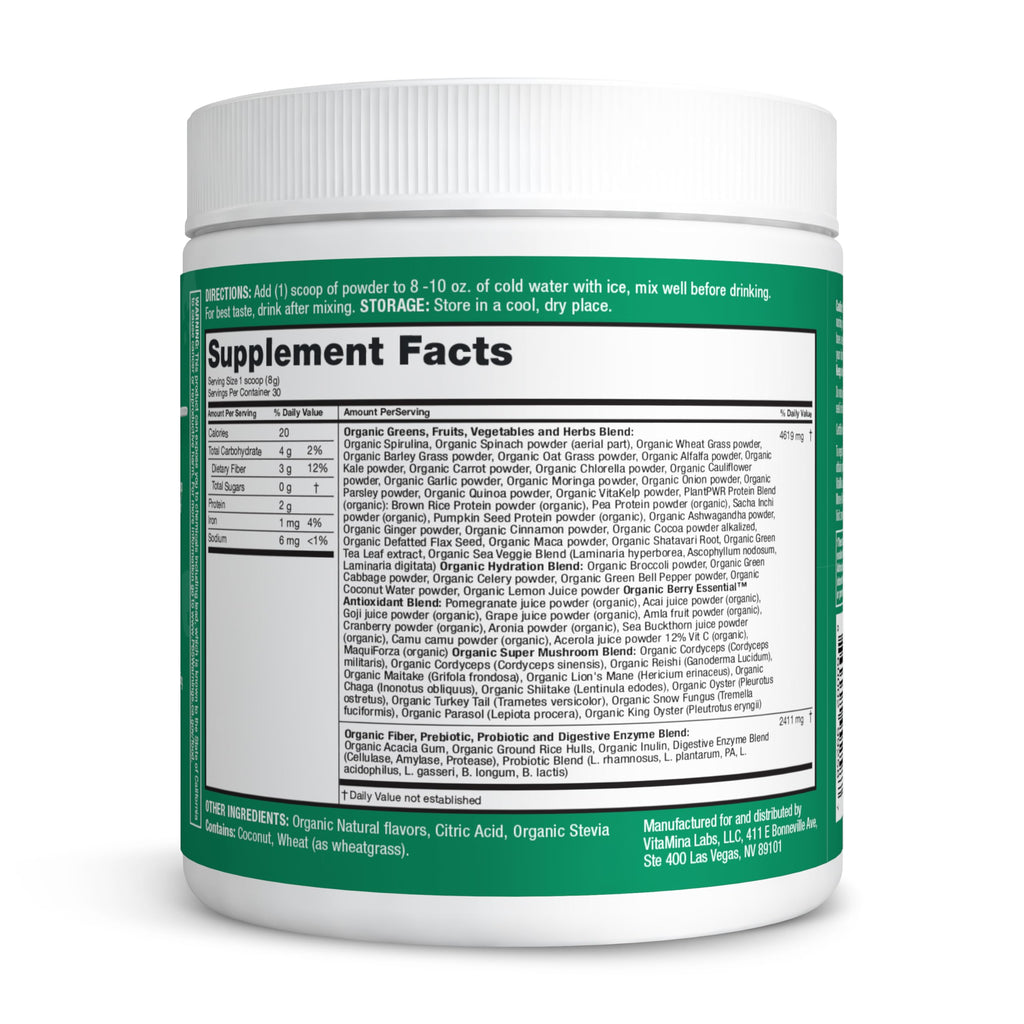 Zena Nutrition Organic Super Greens Powder | 70+ Superfoods

