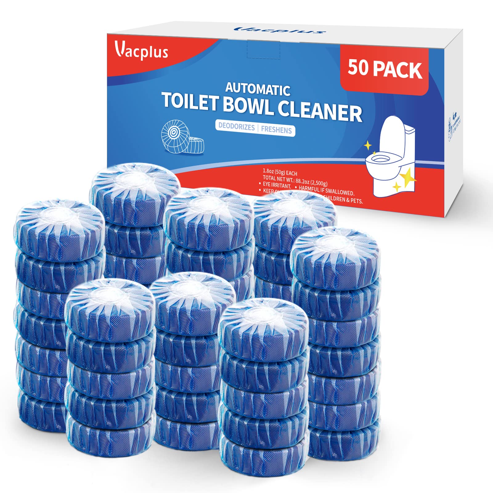 Vacplus Toilet Bowl Cleaner Tablets - Drop-In Tank Cleaner for Bathroom