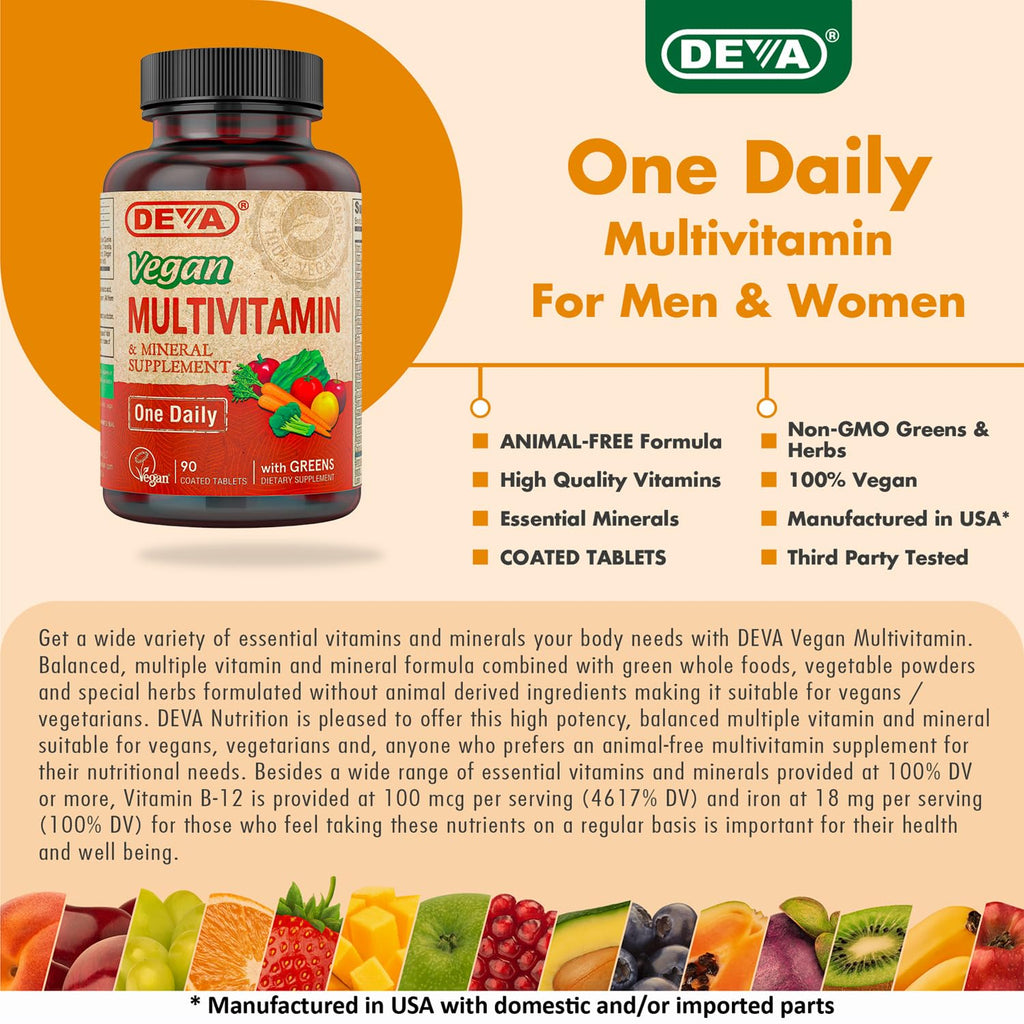 DEVA Vegan Multivitamin & Mineral with Iron | Daily Vitality

