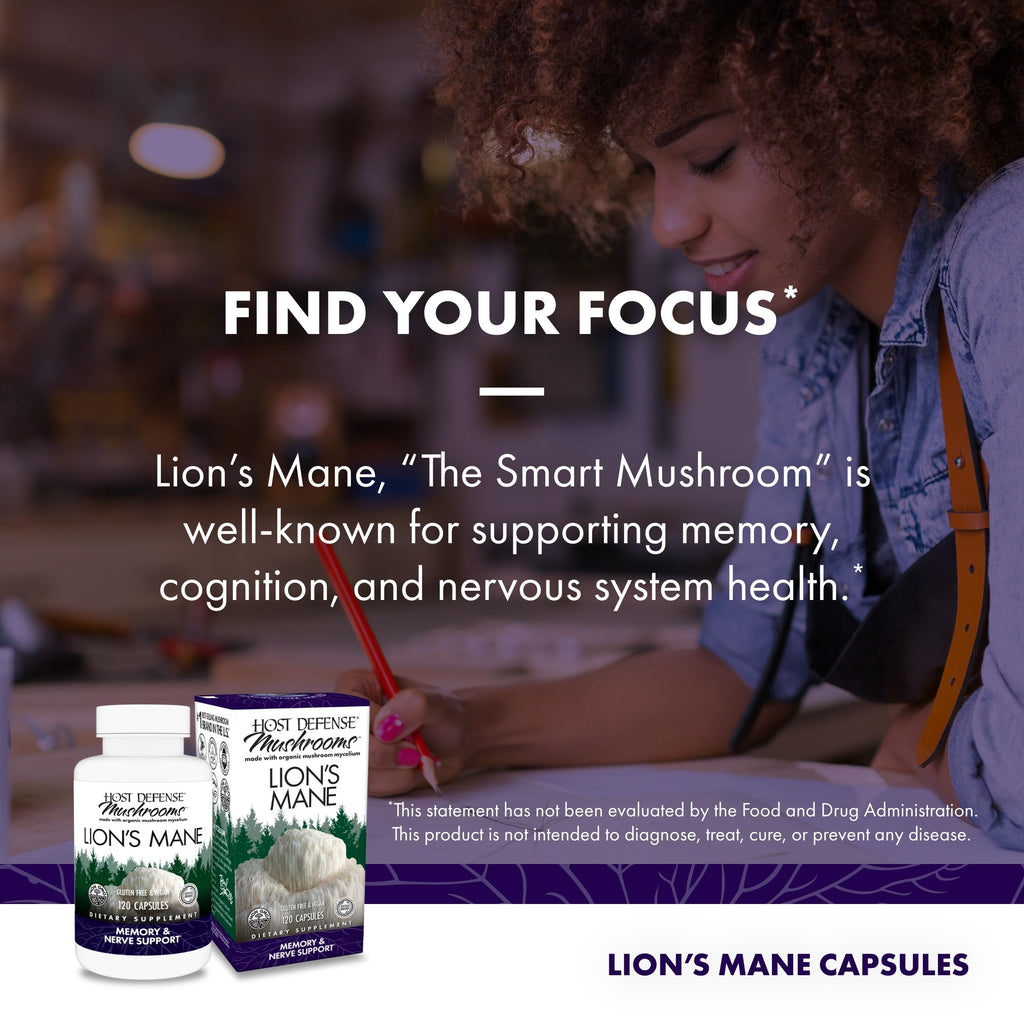 Host Defense Lion's Mane Mushroom Supplement for Brain Health

