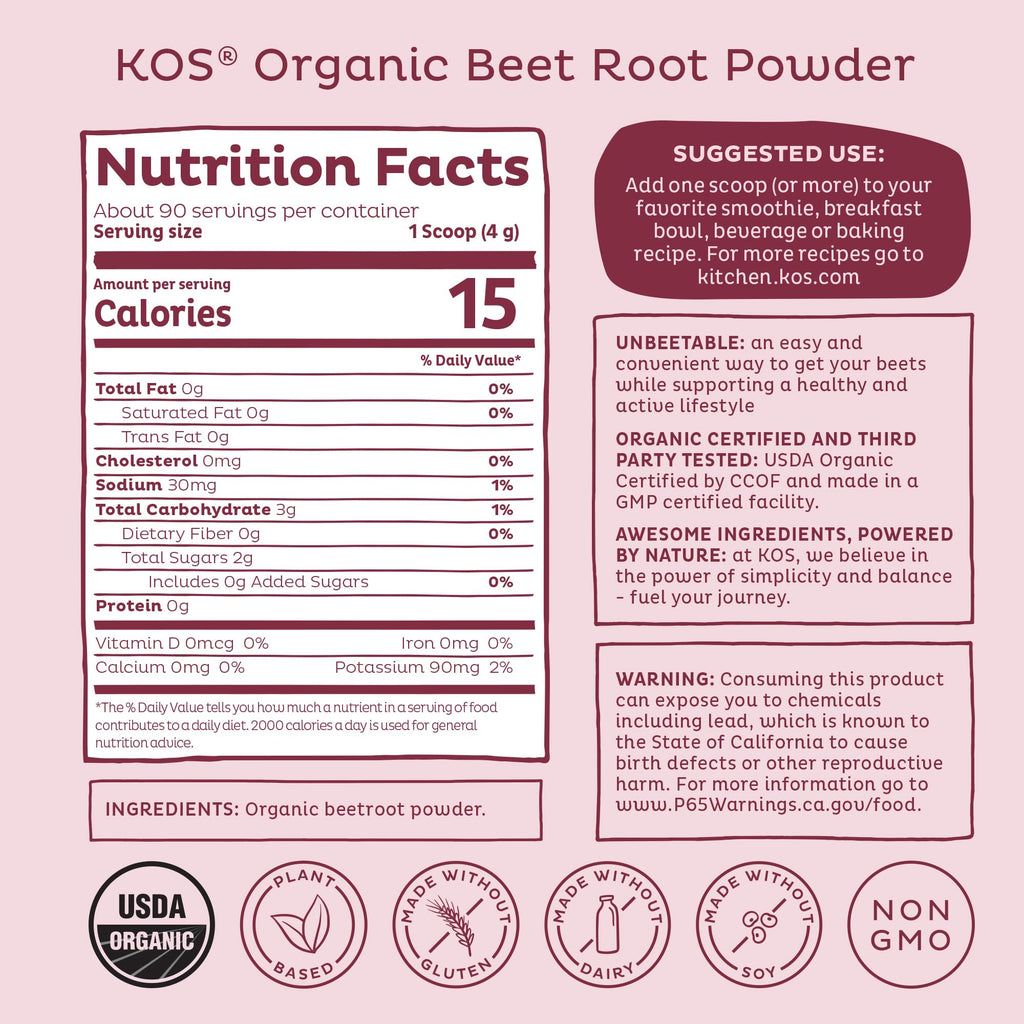 KOS Organic Beet Root Supplement - Nitric Oxide Support

