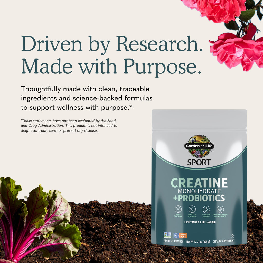 Garden of Life SPORT Creatine Monohydrate Powder Probiotics

