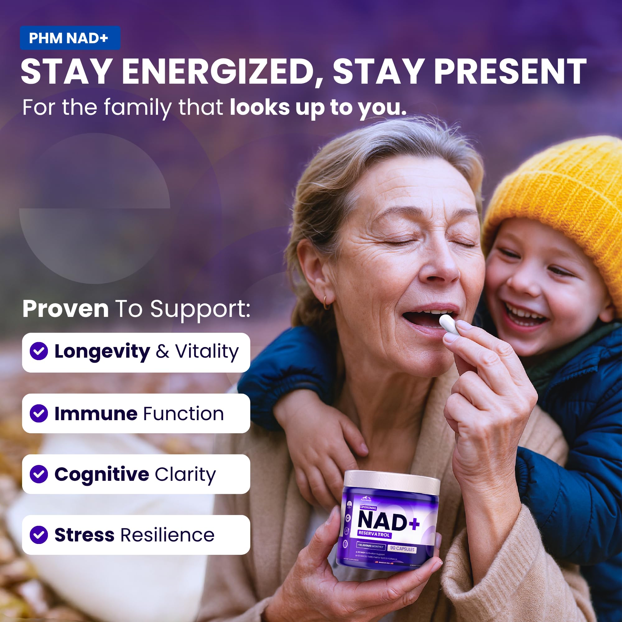 Pure Health NAD Resveratrol Liposomal Supplement | Energy

