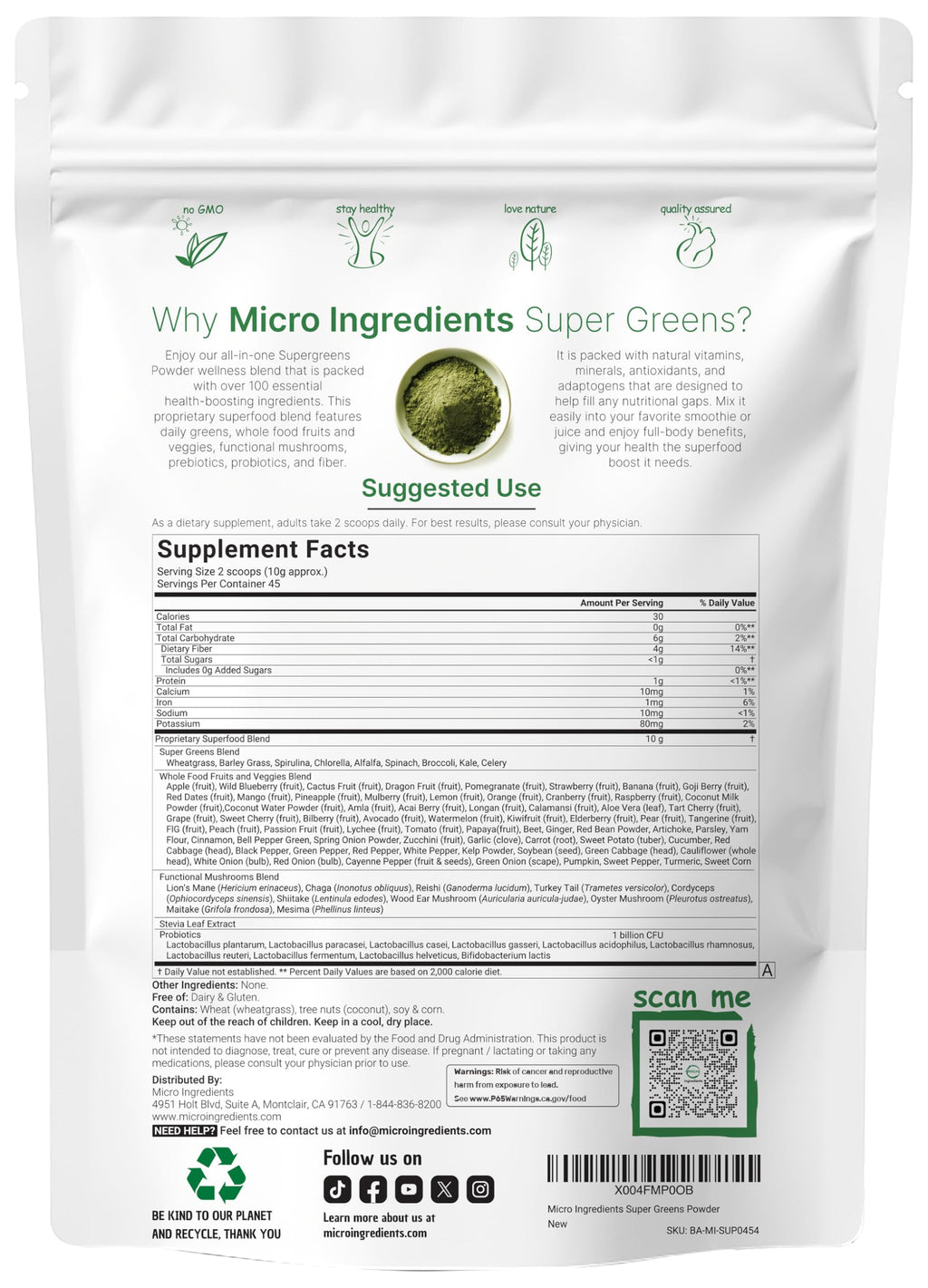 Micro Ingredients Super Greens Powder | Plant-Based

