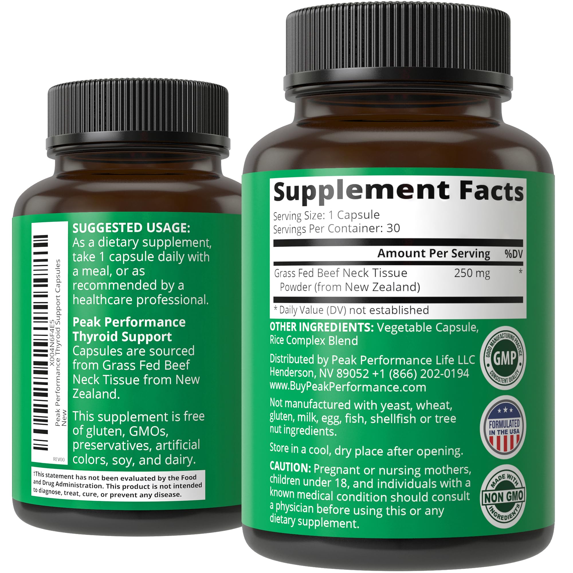 Beef Thyroid Glandular Capsules - Desiccated Thyroid Support

