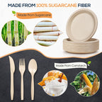 Gezond Compostable Sugarcane Dinnerware & Utensils Set

