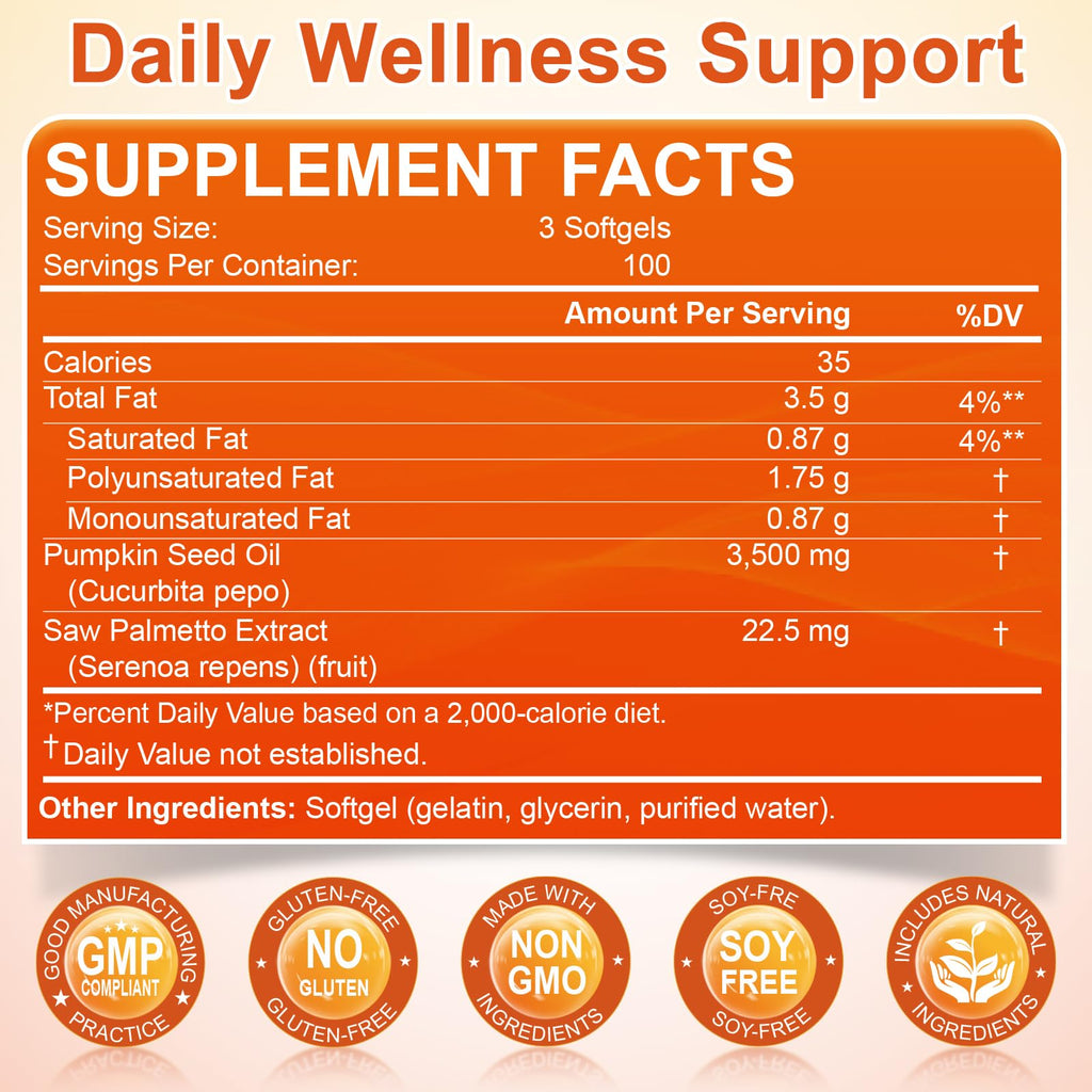 Pumpkin Seed Oil with Saw Palmetto Softgels - 3500mg


