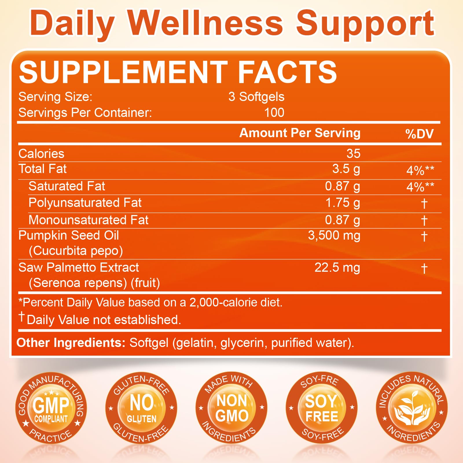Pumpkin Seed Oil with Saw Palmetto Softgels - 3500mg

