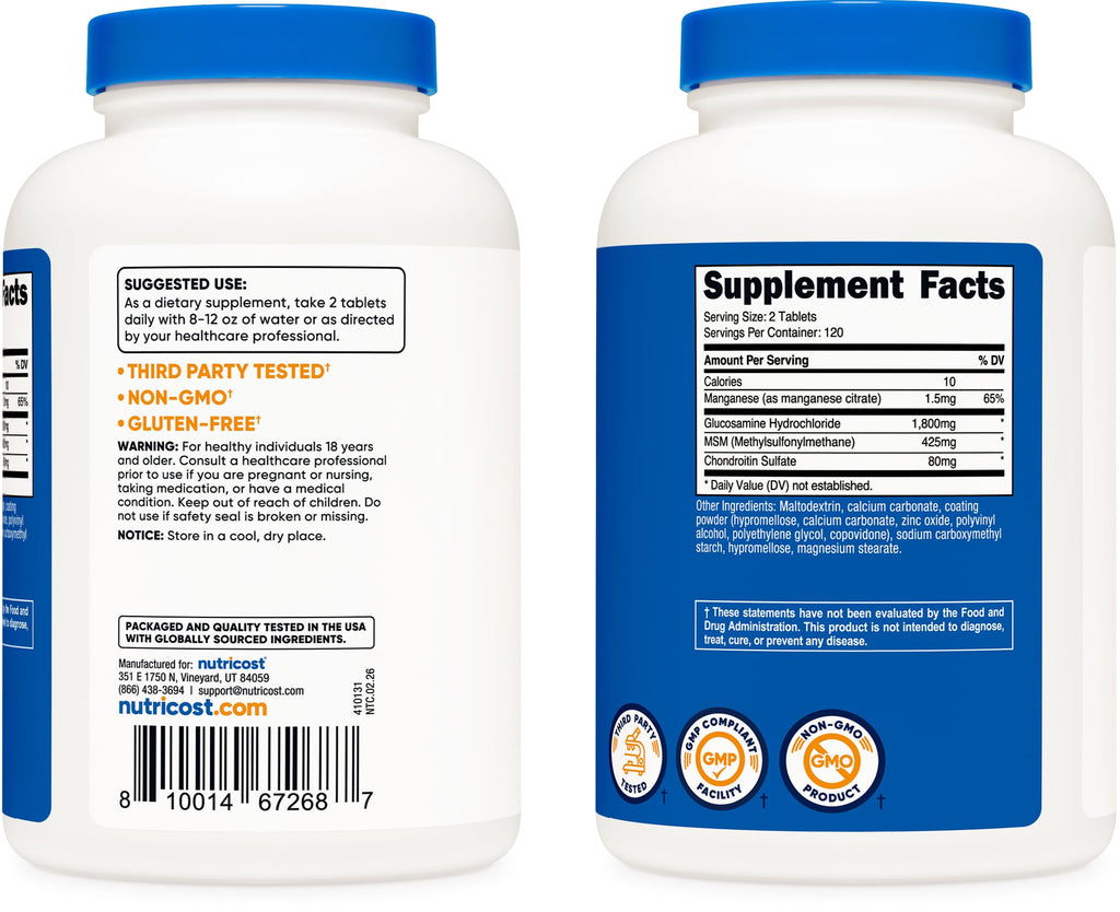 Nutricost Glucosamine HCl 1800mg with Chondroitin & MSM

