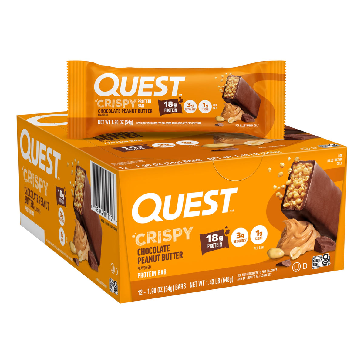 Quest Crispy Protein Bar, 18g Protein, Gluten Free, Keto Friendly