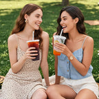 Charmount Clear Plastic Cups with Lids & Straws | To-Go Cups

