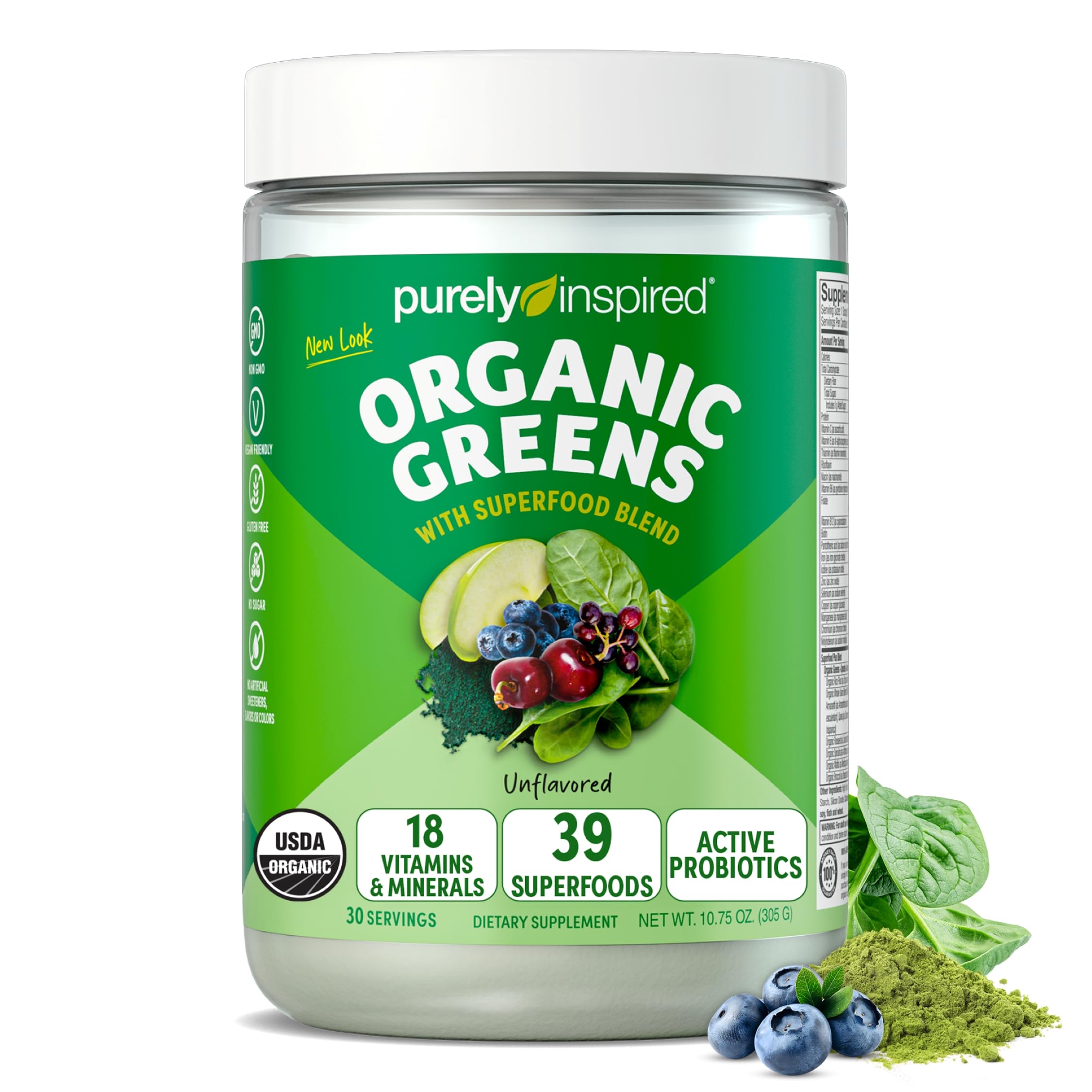 Purely Inspired Organic Greens Powder – Vegan Superfood

