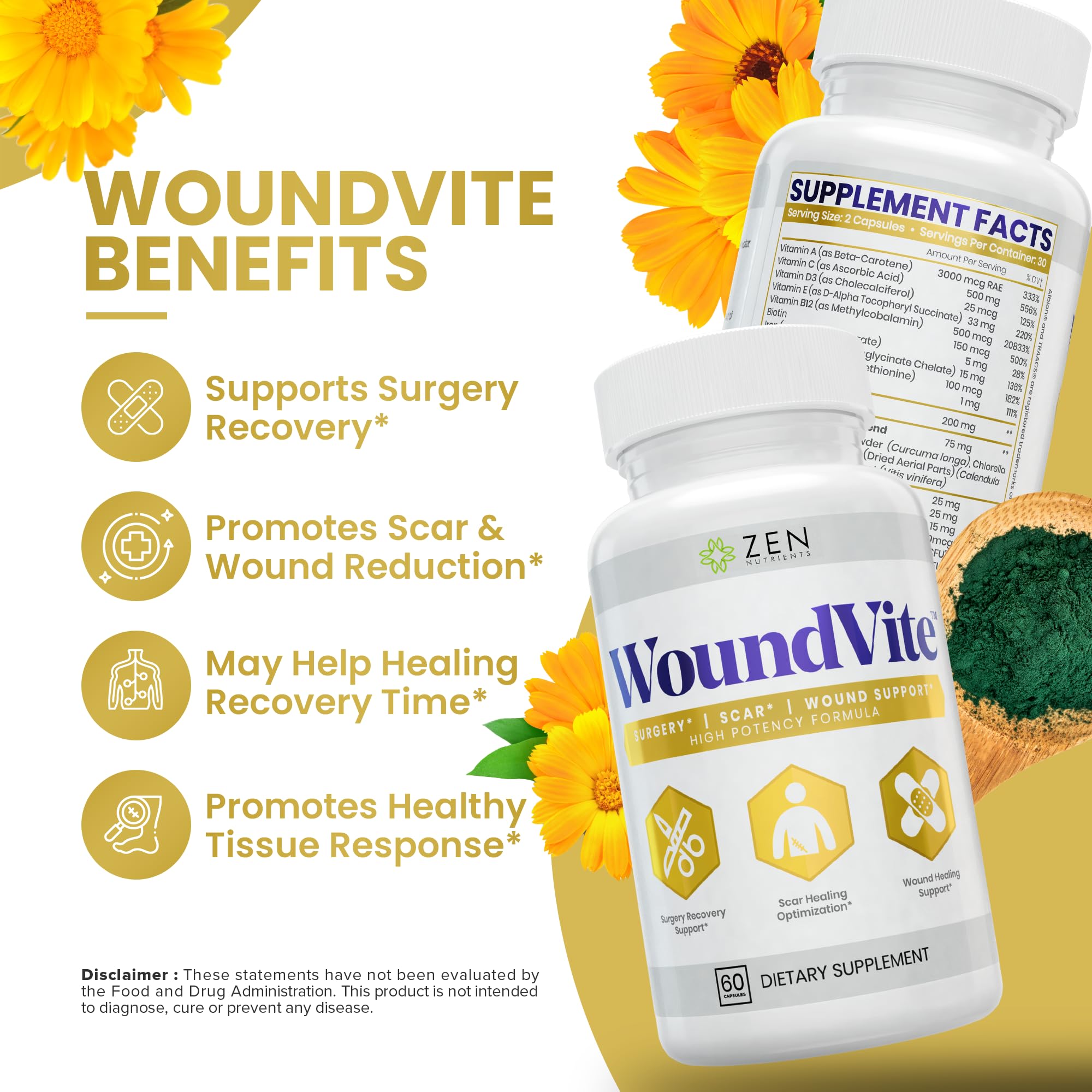 WoundVite Pre & Post Surgery Support by Zen Nutrients

