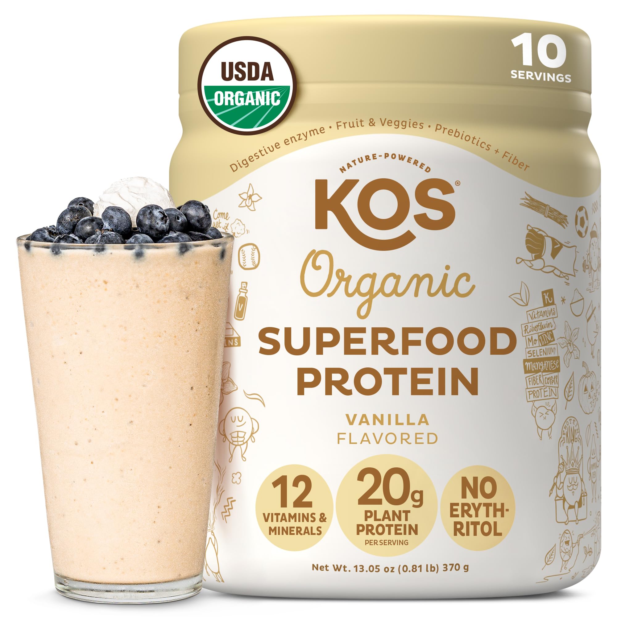 KOS Plant-Based Vegan Protein Powder - Pea Protein Blend