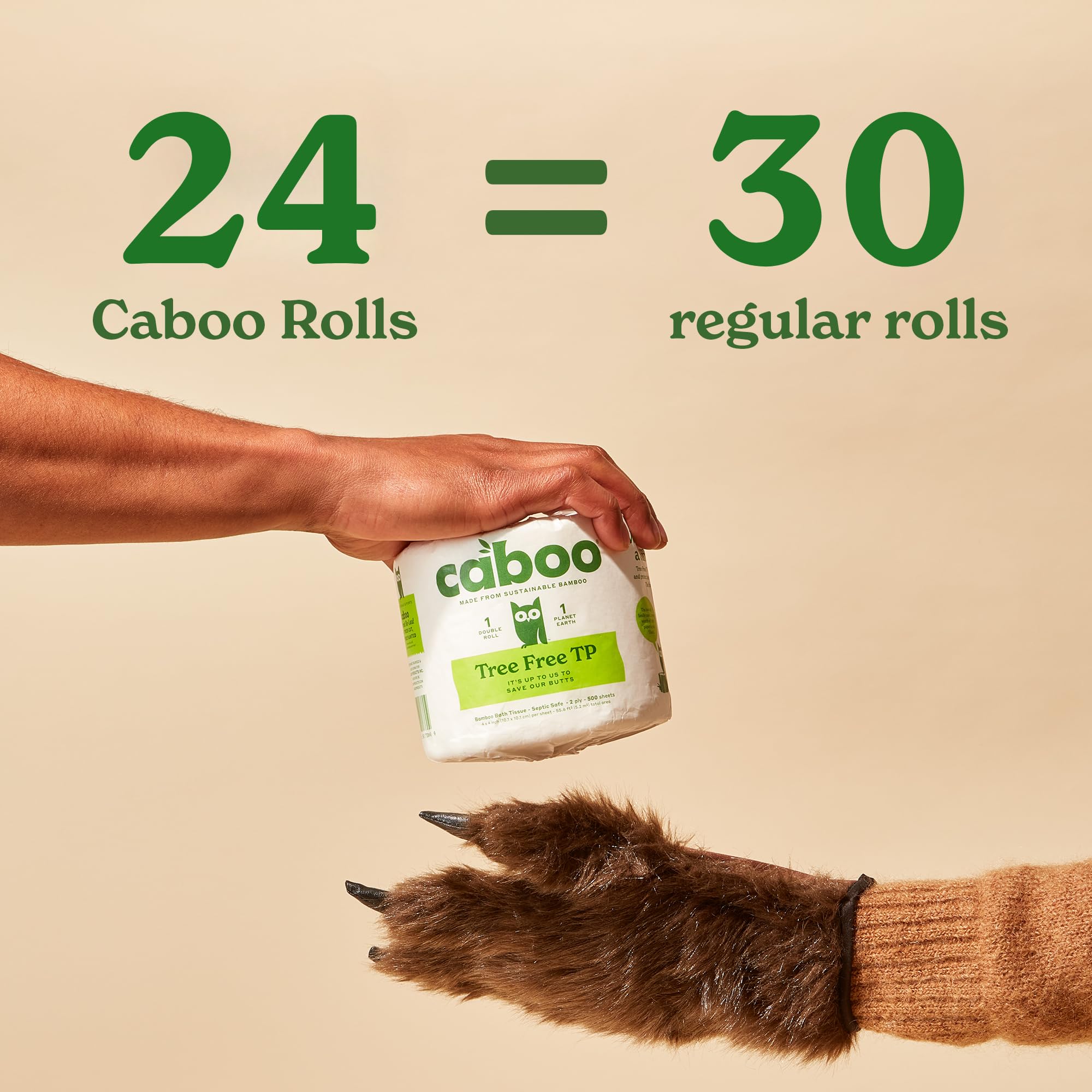 Caboo Tree Free Bamboo Toilet Paper 2-Ply Septic Safe

