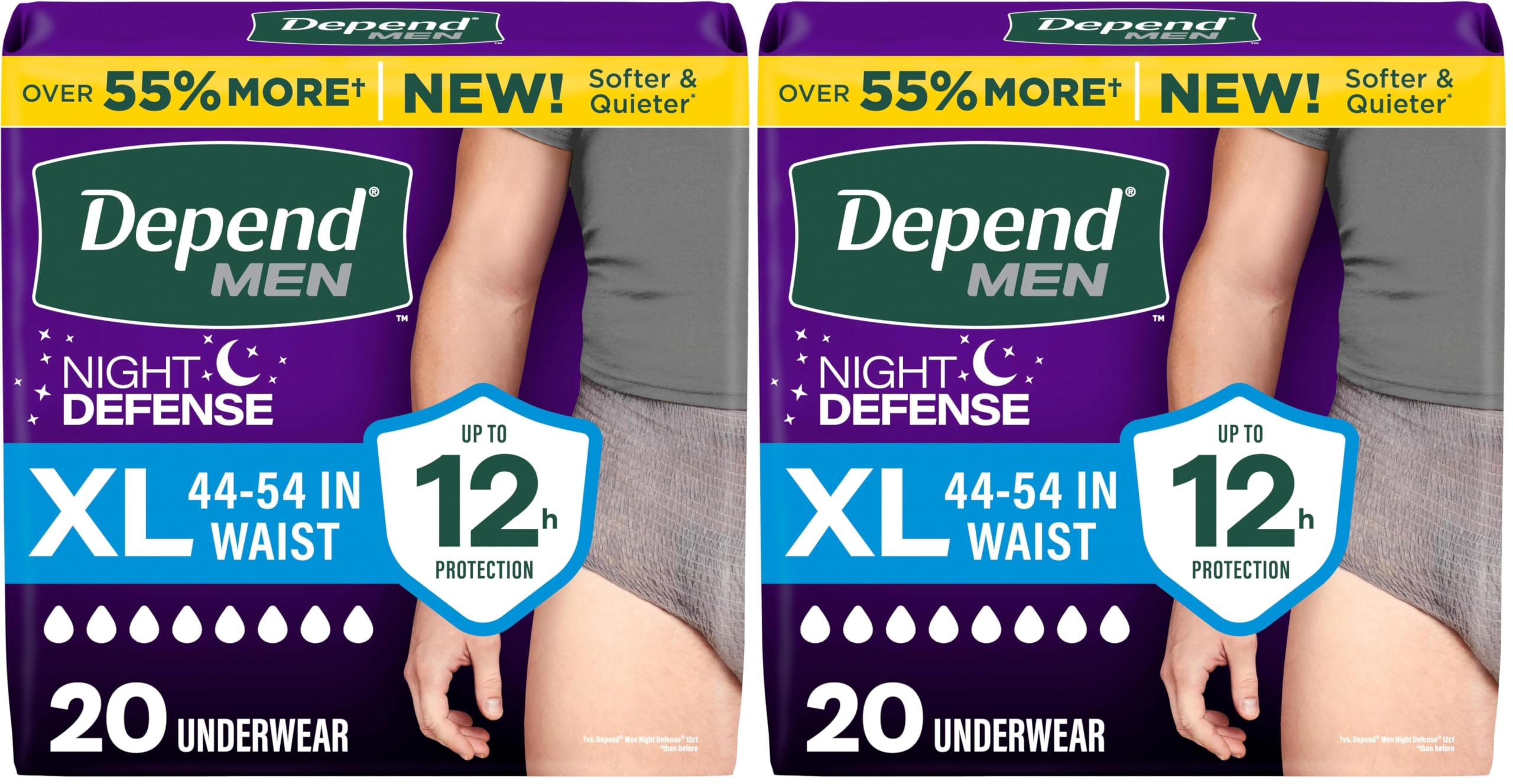 Depend Night Defense Incontinence Underwear for Men - Overnight Disposable