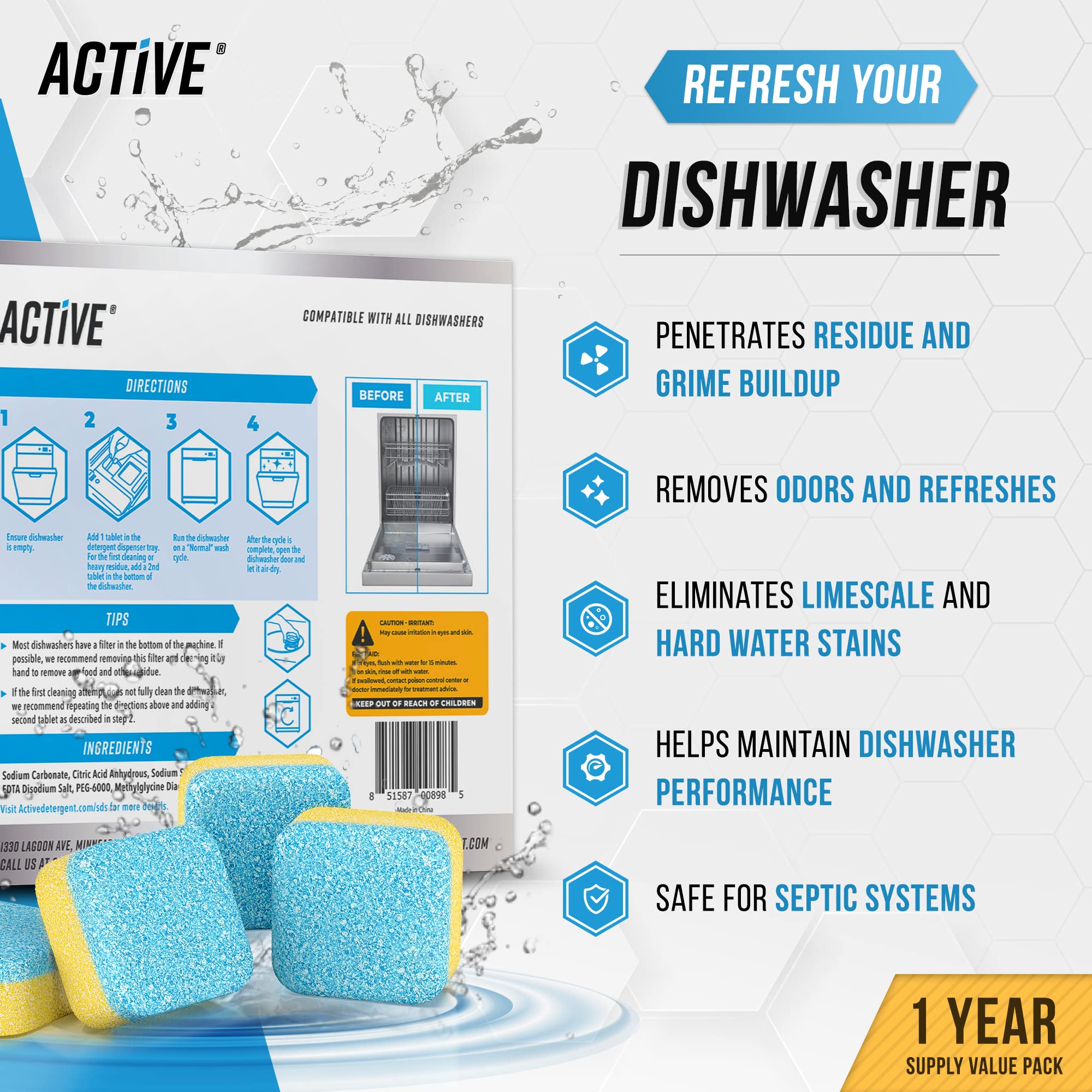 ACTIVE Cleaning Tablets Bundle for Washer & Dishwasher

