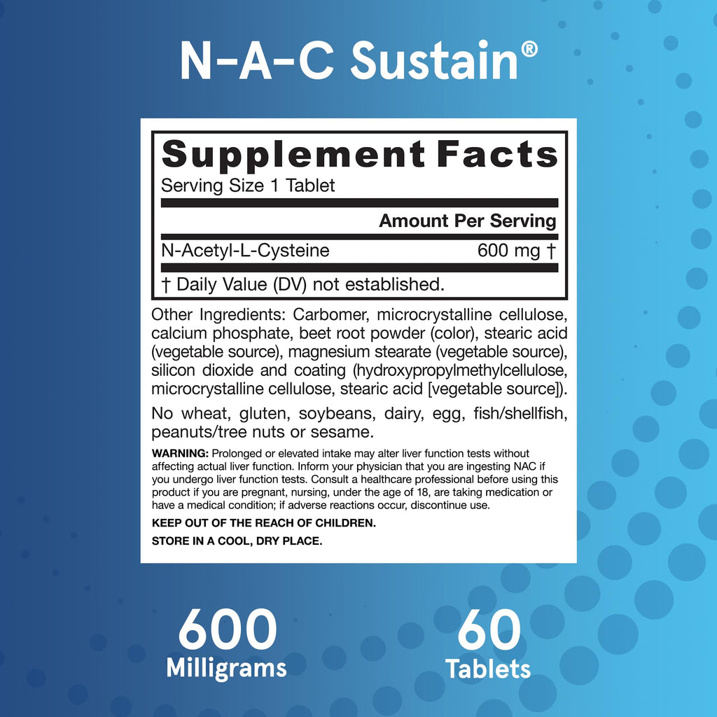 NAC Sustain 600 mg Supplement | Jarrow Formulas

